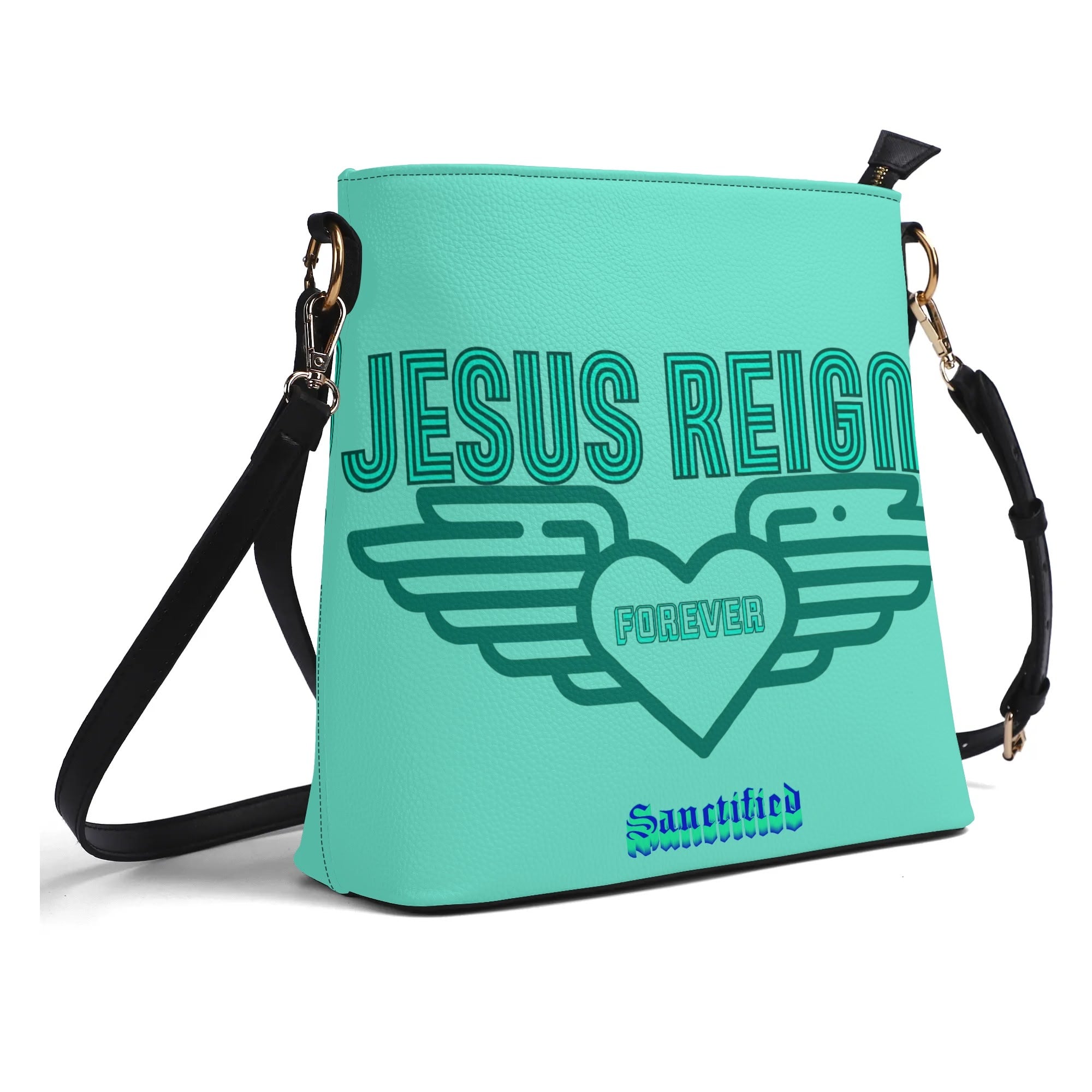 JESUS REIGNS FOREVER- Womens PU Bucket Bag Shoulder Bag, FREE SHIPPING