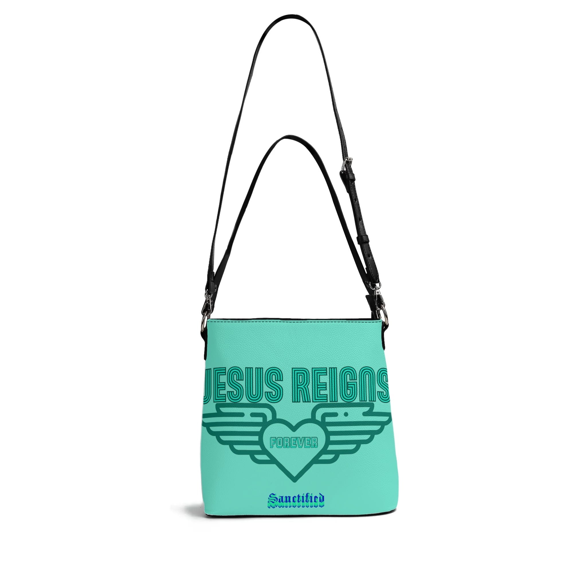 JESUS REIGNS FOREVER- Womens PU Bucket Bag Shoulder Bag, FREE SHIPPING