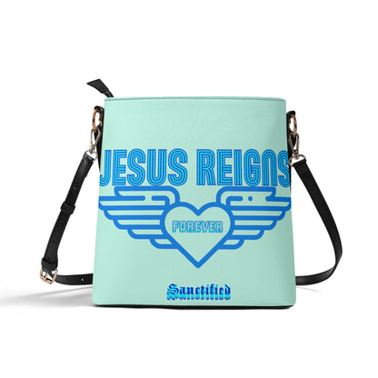 JESUS REIGNS FOREVER- Womens PU Bucket Bag Shoulder Bag, FREE SHIPPING