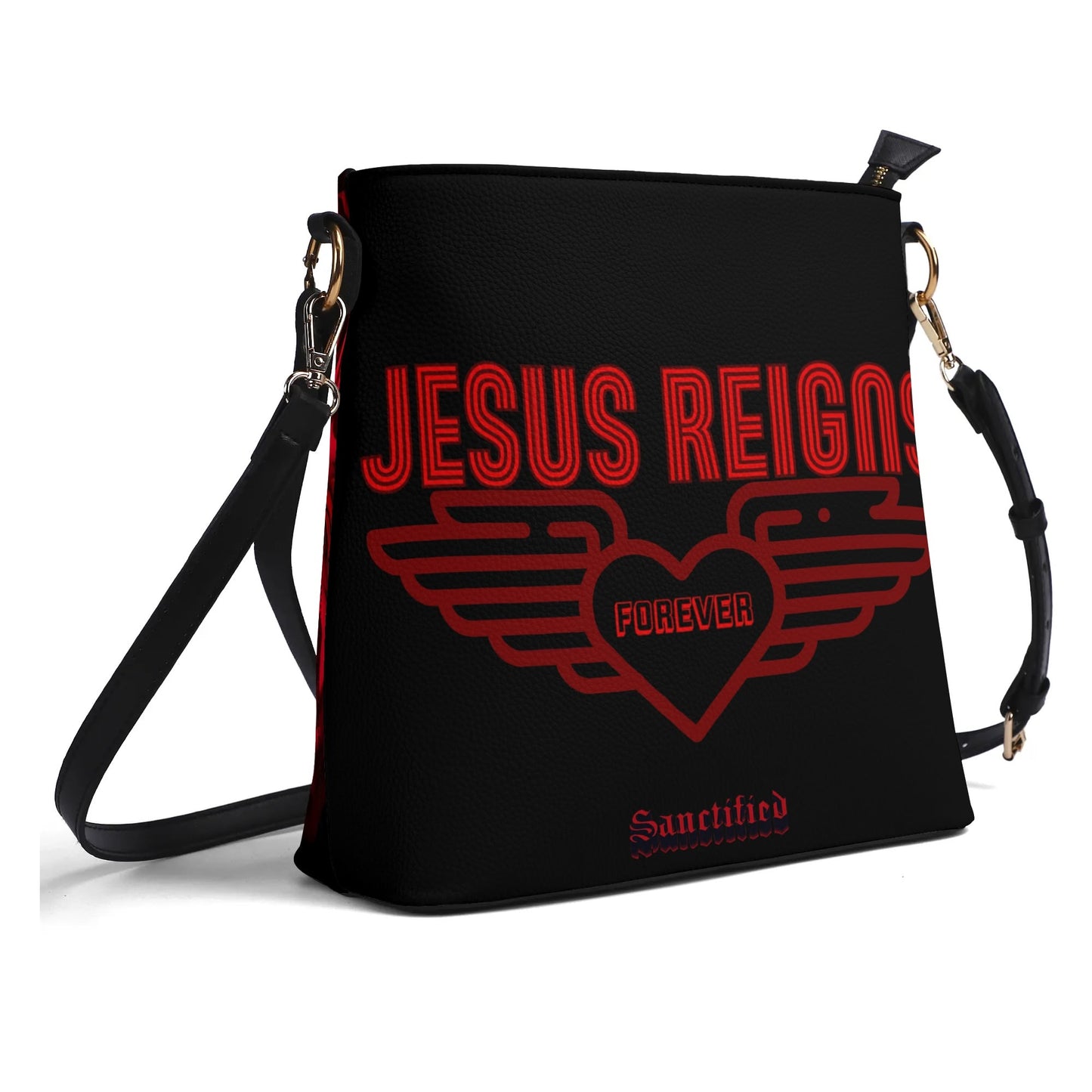JESUS REIGNS FOREVER- Womens PU Bucket Bag Shoulder Bag, FREE SHIPPING