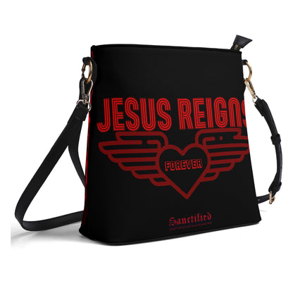JESUS REIGNS FOREVER- Womens PU Bucket Bag Shoulder Bag, FREE SHIPPING