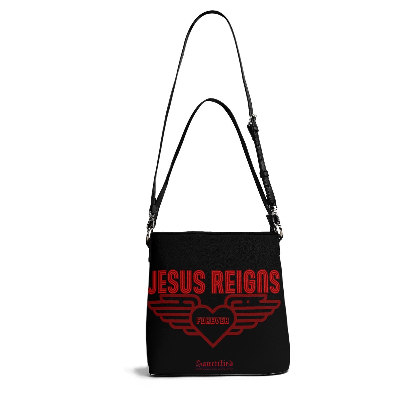 JESUS REIGNS FOREVER- Womens PU Bucket Bag Shoulder Bag, FREE SHIPPING