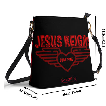 JESUS REIGNS FOREVER- Womens PU Bucket Bag Shoulder Bag, FREE SHIPPING