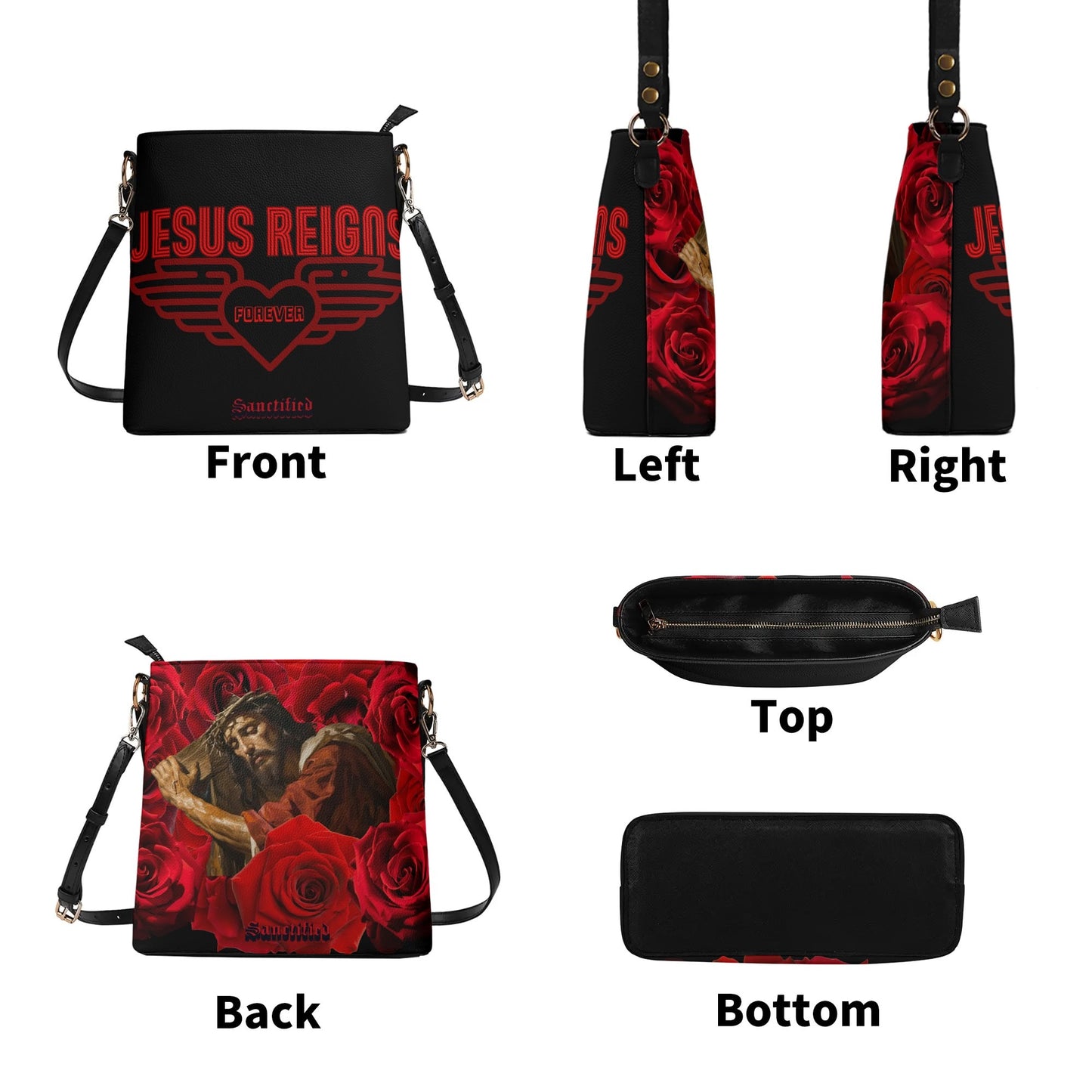 JESUS REIGNS FOREVER- Womens PU Bucket Bag Shoulder Bag, FREE SHIPPING