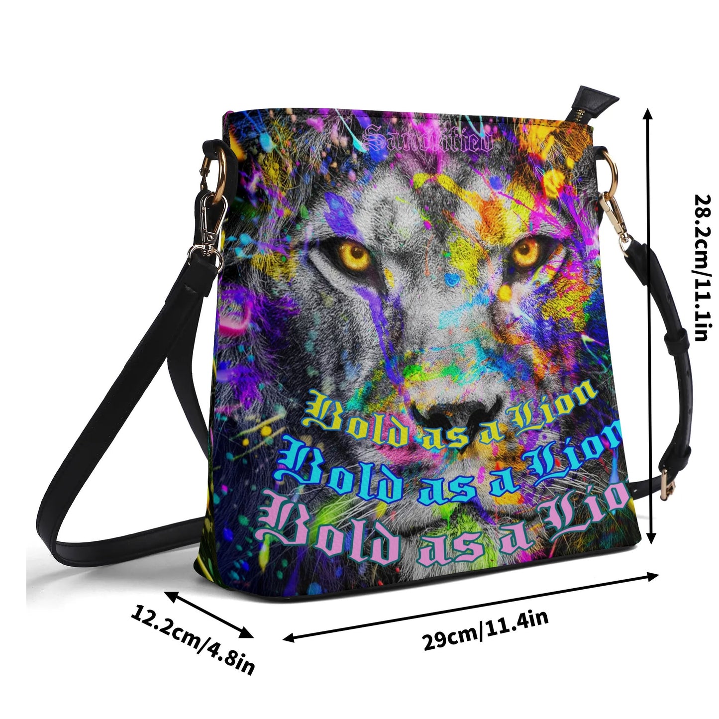 BOLD AS A LION- Womens PU Bucket Bag Shoulder Bag, FREE SHIPPING
