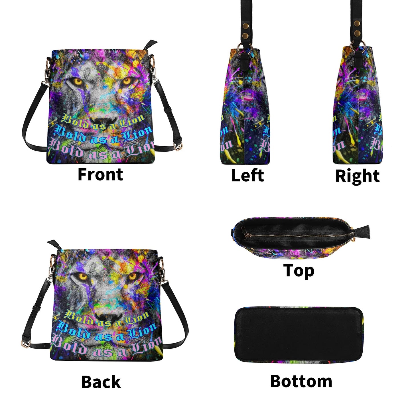 BOLD AS A LION- Womens PU Bucket Bag Shoulder Bag, FREE SHIPPING
