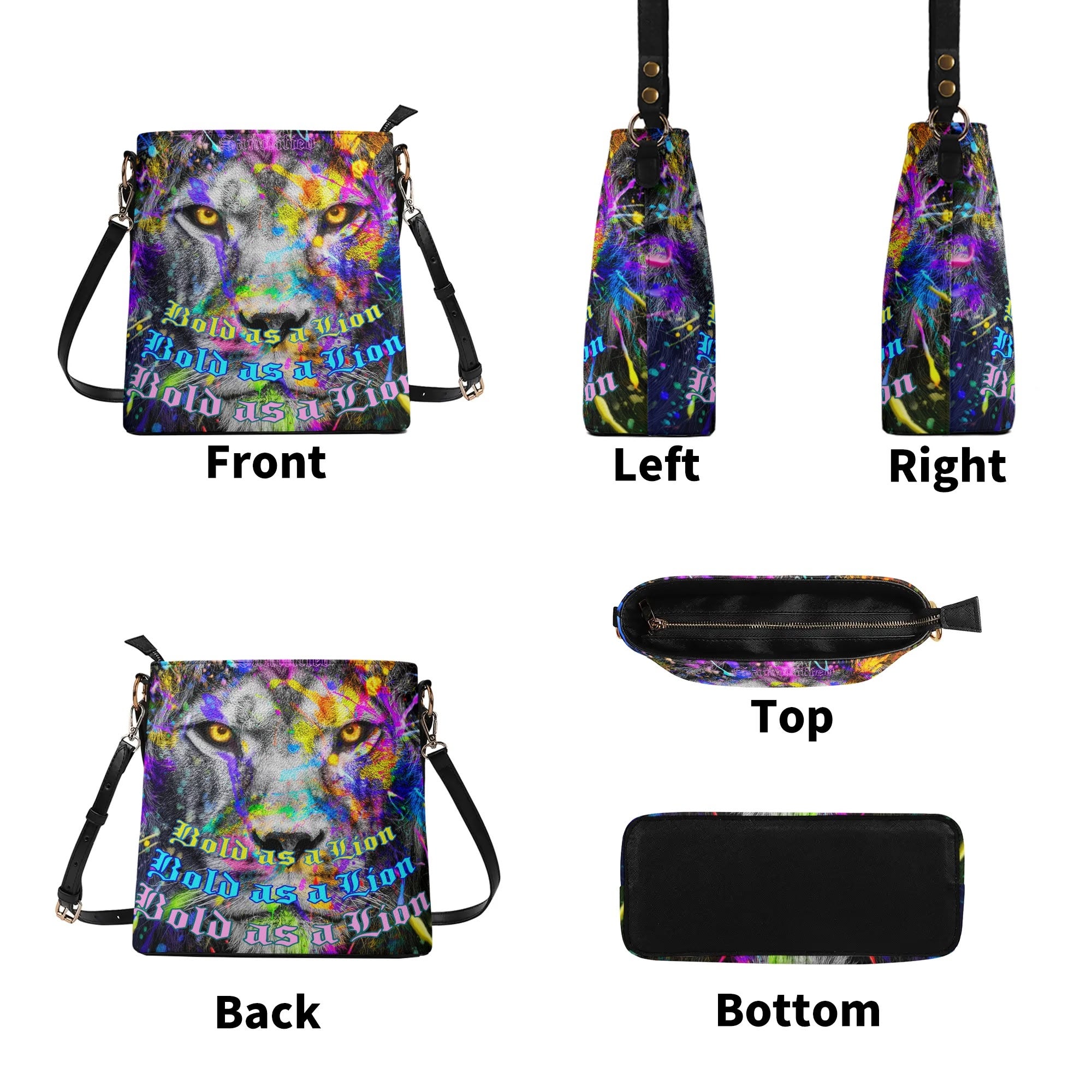 BOLD AS A LION- Womens PU Bucket Bag Shoulder Bag, FREE SHIPPING