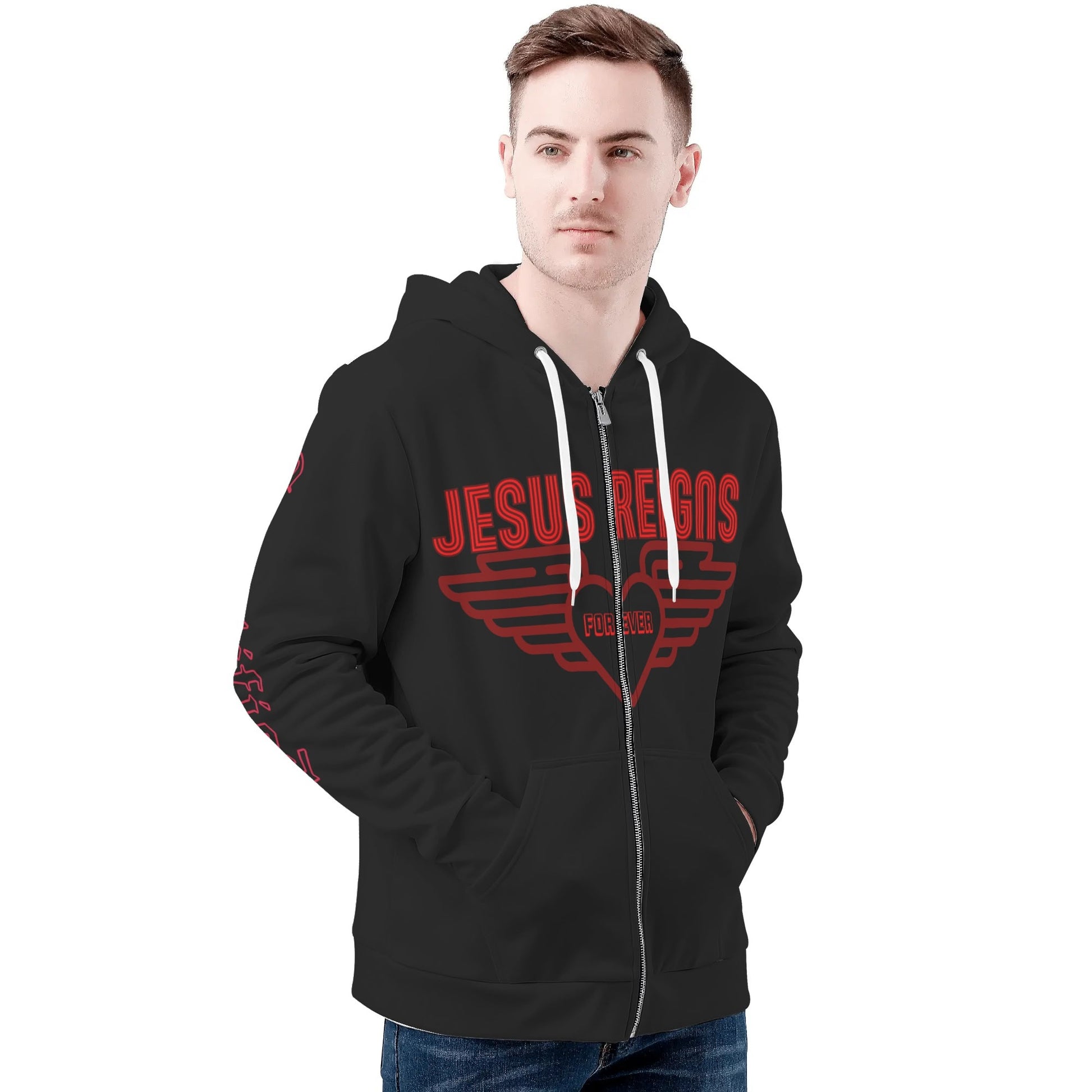 JESUS REIGNS FOREVER- All Over Print Classic Zip Hoodie