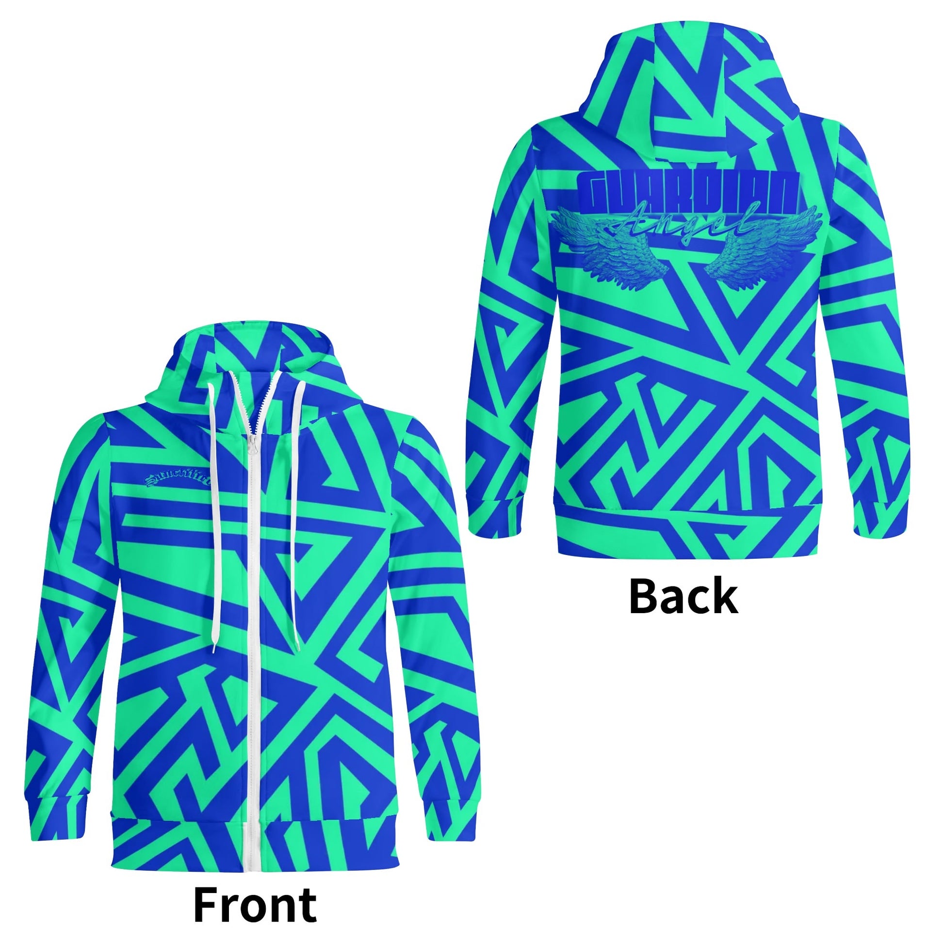 GUARDIAN ANGEL- Adult Full Zip Turtleneck Hoodie Streetwear, Free Shipping