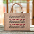 SANCTIFIED- Custom Reusable Jute Burlap Tote Bag