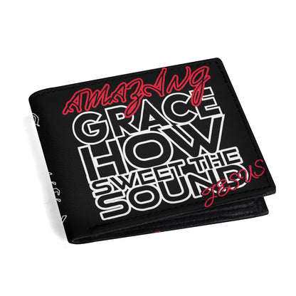 AMAZING GRACE- Mens Minimalist PU Leather Wallet Paper Folded Wallet, FREE SHIPPING
