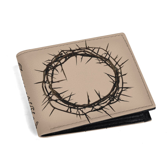 CROWN OF THORNS- Mens Minimalist PU Leather Wallet Paper Folded Wallet, FREE SHIPPING