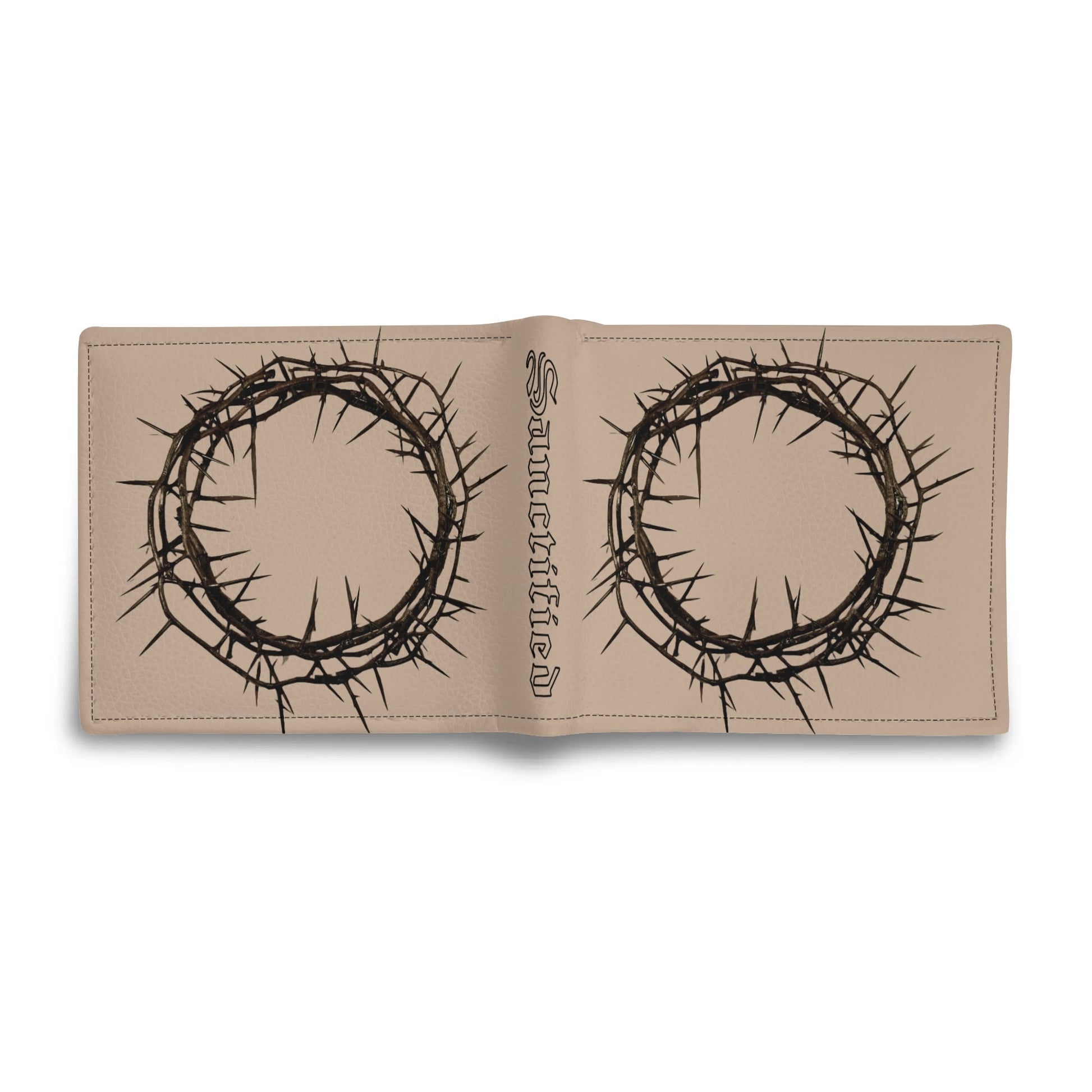 CROWN OF THORNS- Mens Minimalist PU Leather Wallet Paper Folded Wallet, FREE SHIPPING