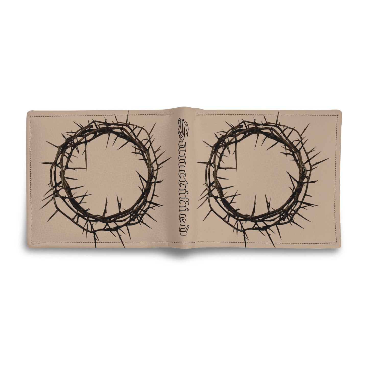 CROWN OF THORNS- Mens Minimalist PU Leather Wallet Paper Folded Wallet, FREE SHIPPING
