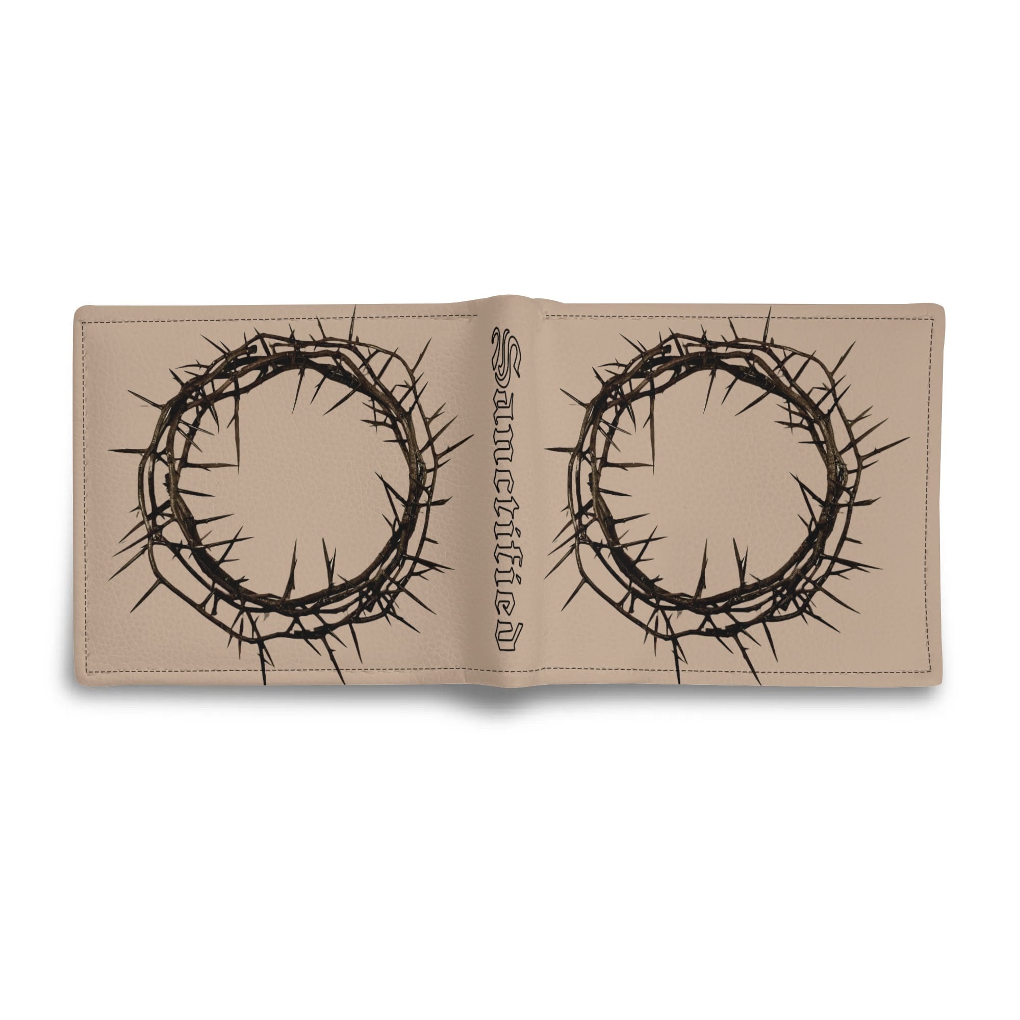CROWN OF THORNS- Mens Minimalist PU Leather Wallet Paper Folded Wallet, FREE SHIPPING