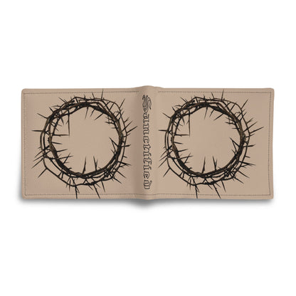 CROWN OF THORNS- Mens Minimalist PU Leather Wallet Paper Folded Wallet, FREE SHIPPING