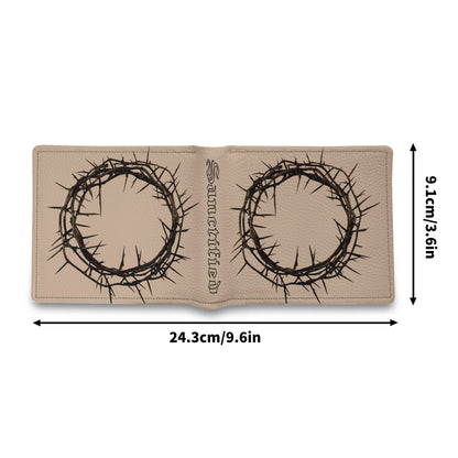 CROWN OF THORNS- Mens Minimalist PU Leather Wallet Paper Folded Wallet, FREE SHIPPING