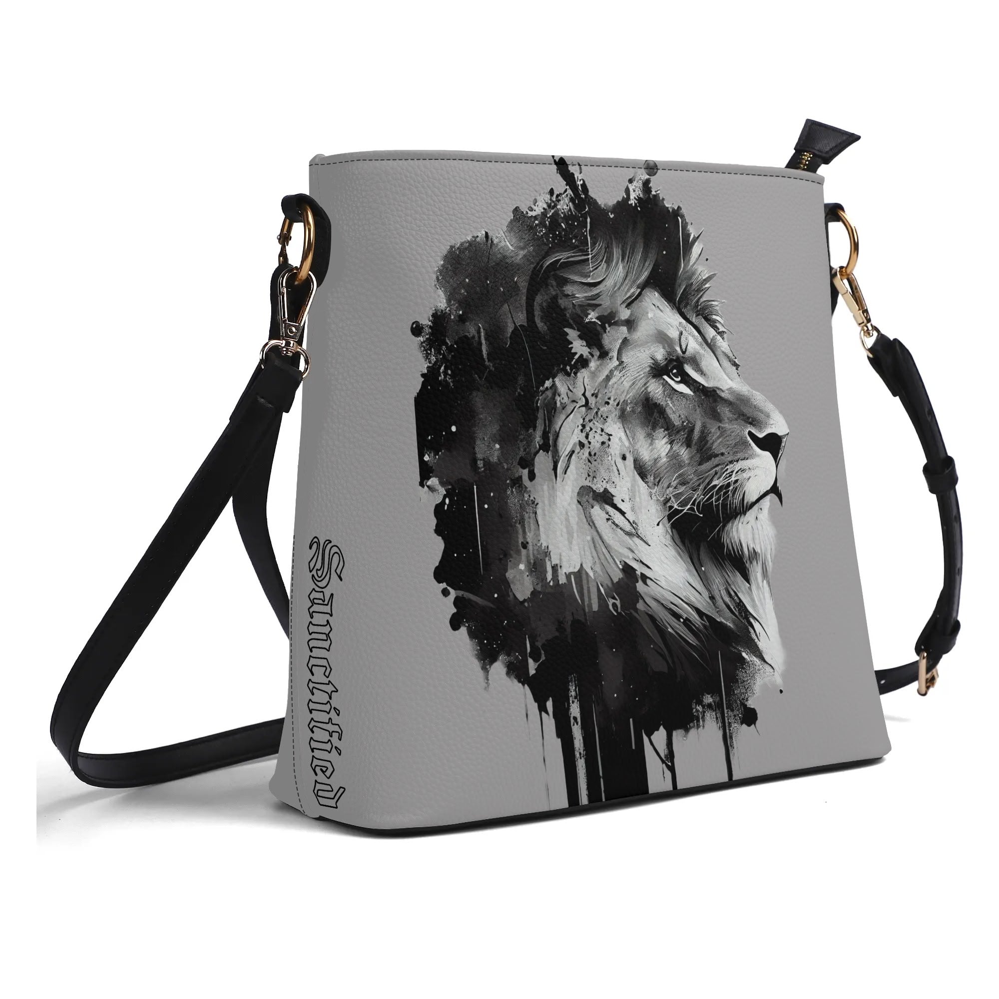 BOLD AS A LION- Womens PU Bucket Bag Shoulder Bag, FREE SHIPPING