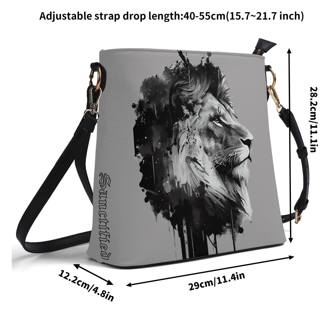 BOLD AS A LION- Womens PU Bucket Bag Shoulder Bag, FREE SHIPPING