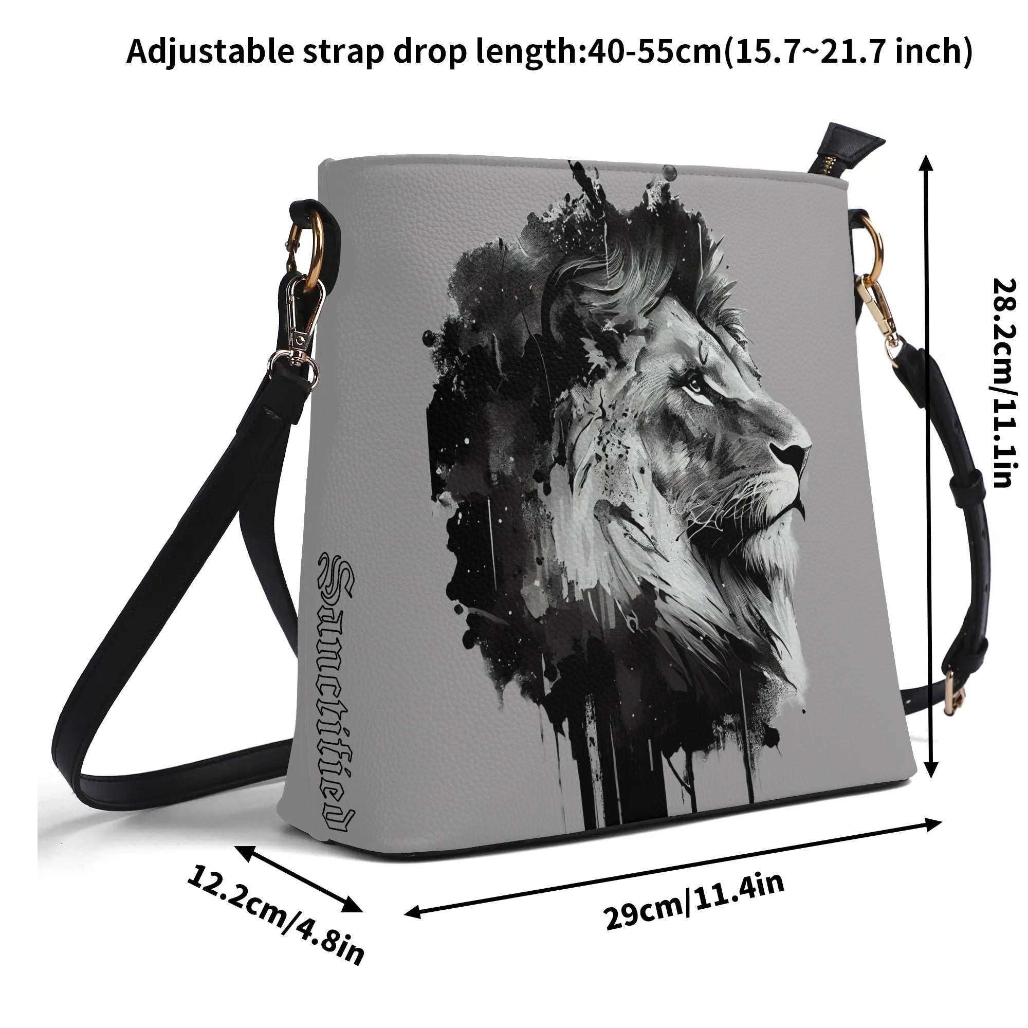 BOLD AS A LION- Womens PU Bucket Bag Shoulder Bag, FREE SHIPPING