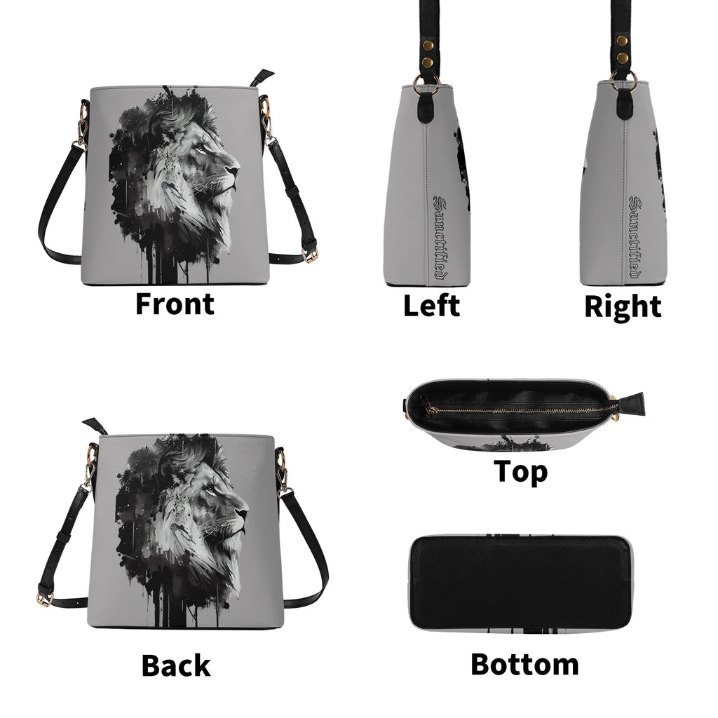 BOLD AS A LION- Womens PU Bucket Bag Shoulder Bag, FREE SHIPPING