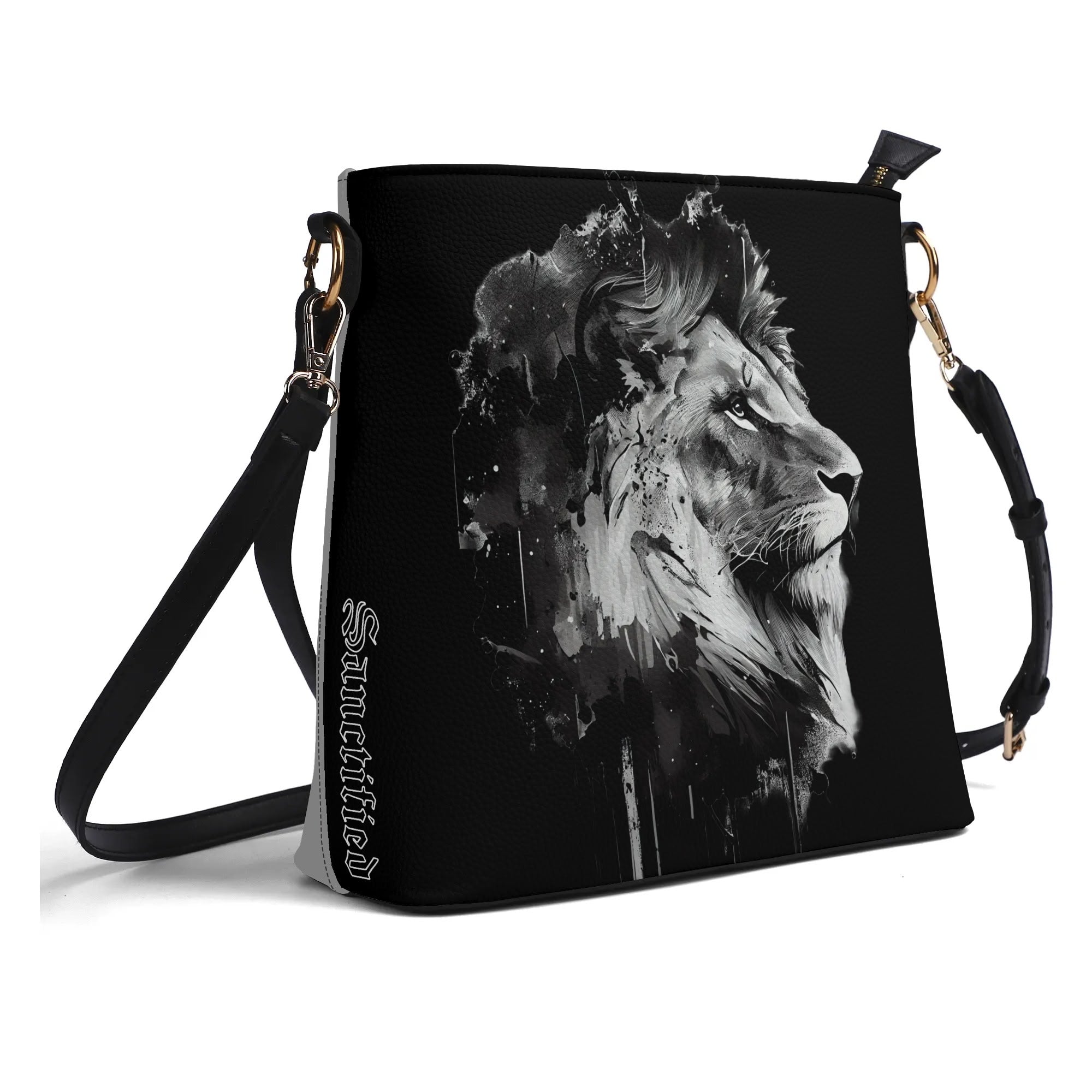 BOLD AS A LION- Womens PU Bucket Bag Shoulder Bag, FREE SHIPPING