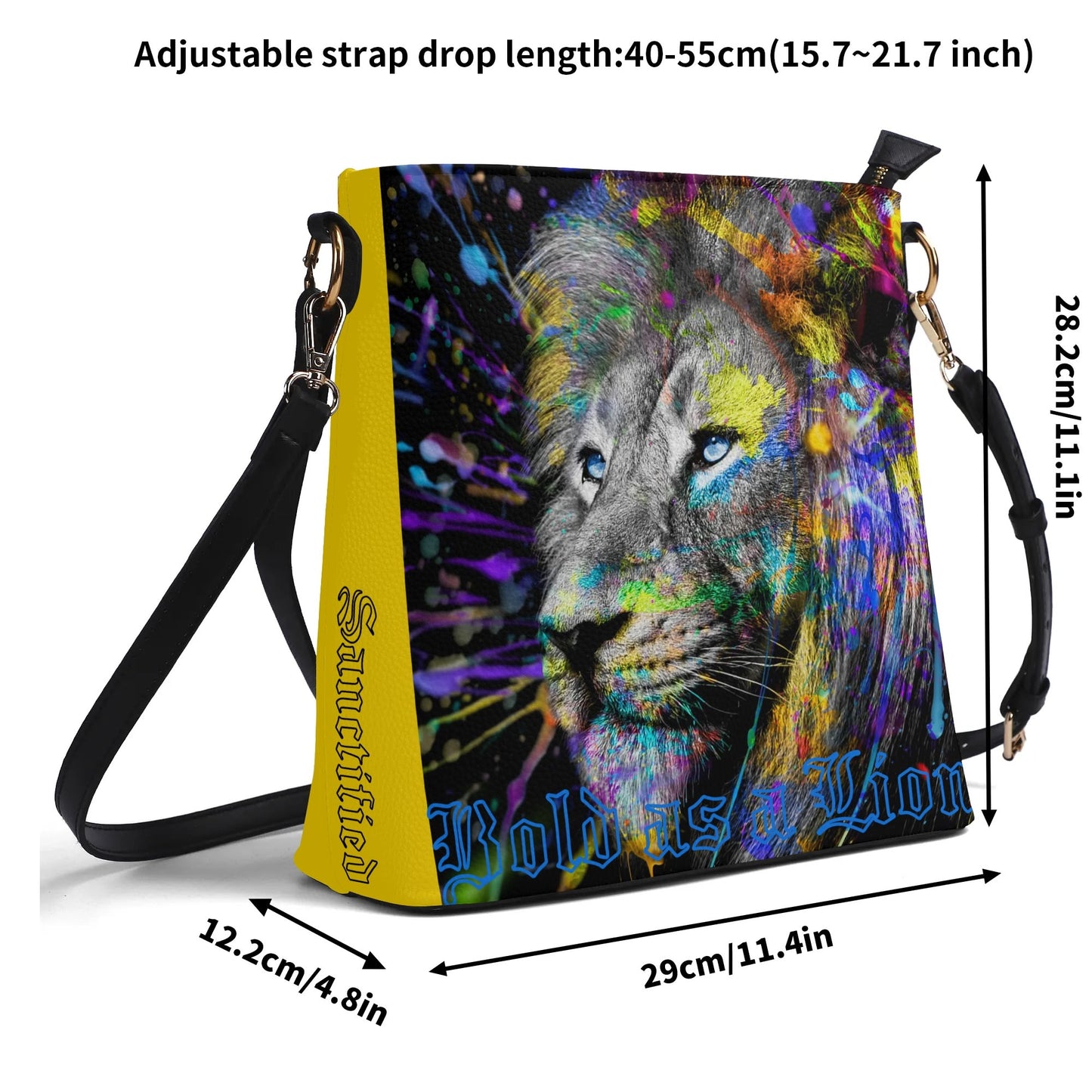 BOLD AS A LION- Womens PU Bucket Bag Shoulder Bag, FREE SHIPPING
