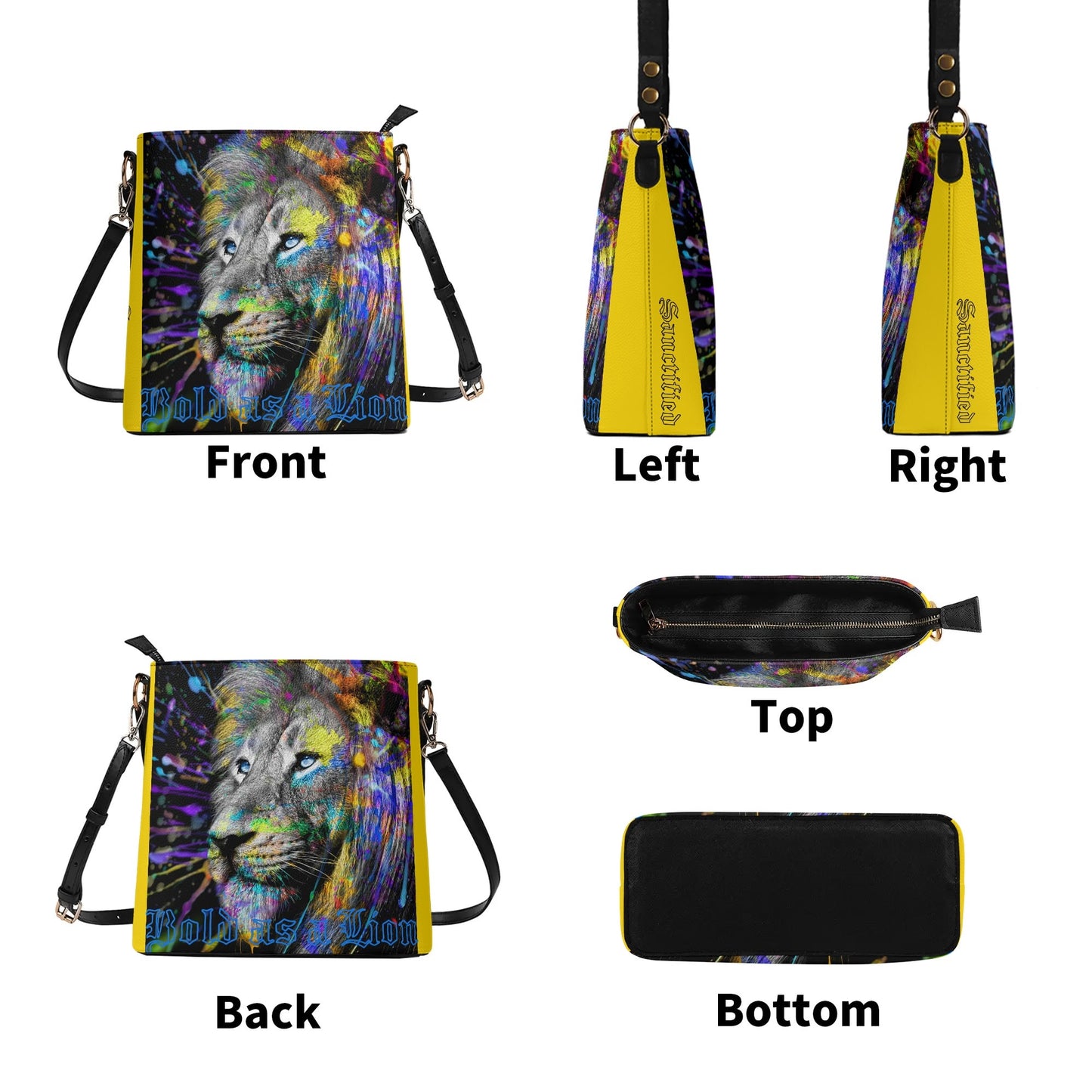 BOLD AS A LION- Womens PU Bucket Bag Shoulder Bag, FREE SHIPPING