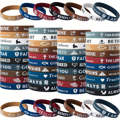 10/20 Pack Silicone Wristbands with Bible Verses - Comfortable Faith-Based
