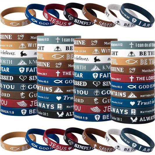 10/20 Pack Silicone Wristbands with Bible Verses - Comfortable Faith-Based