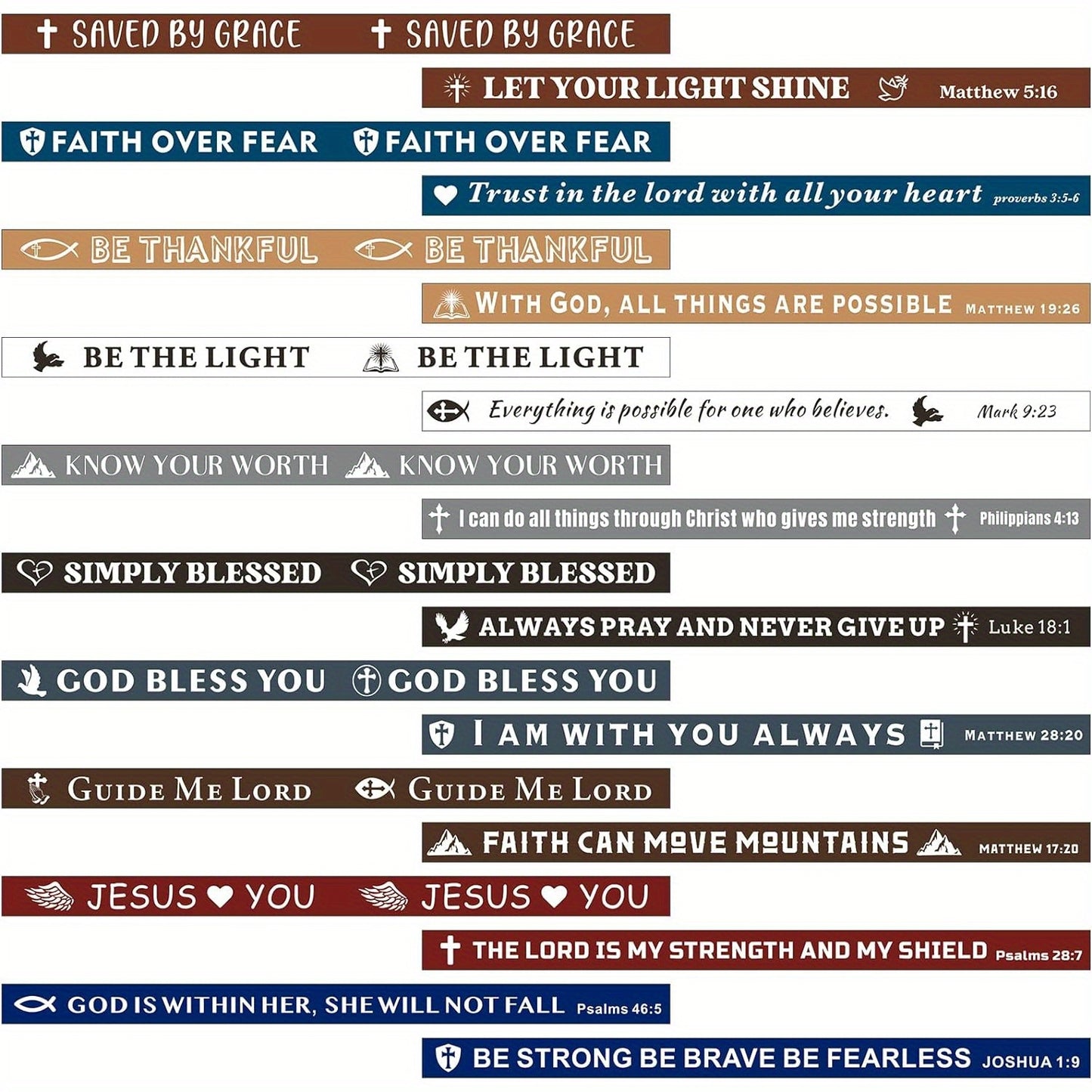 10/20 Pack Silicone Wristbands with Bible Verses - Comfortable Faith-Based
