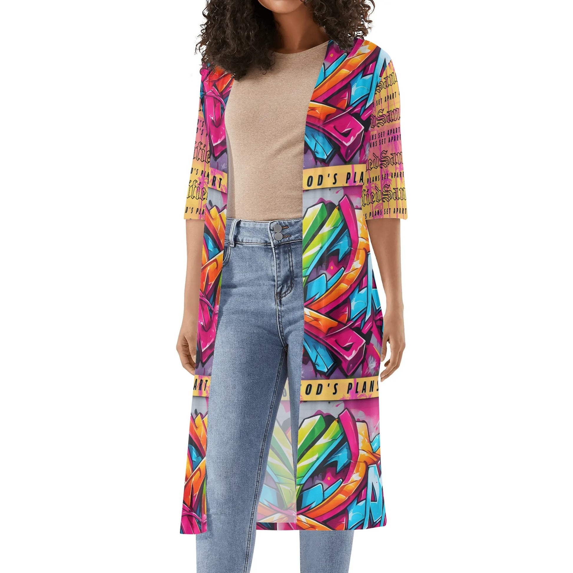 SANCTIFIED- Womens Half Sleeve Kimono Cardigan, FREE SHIPPING