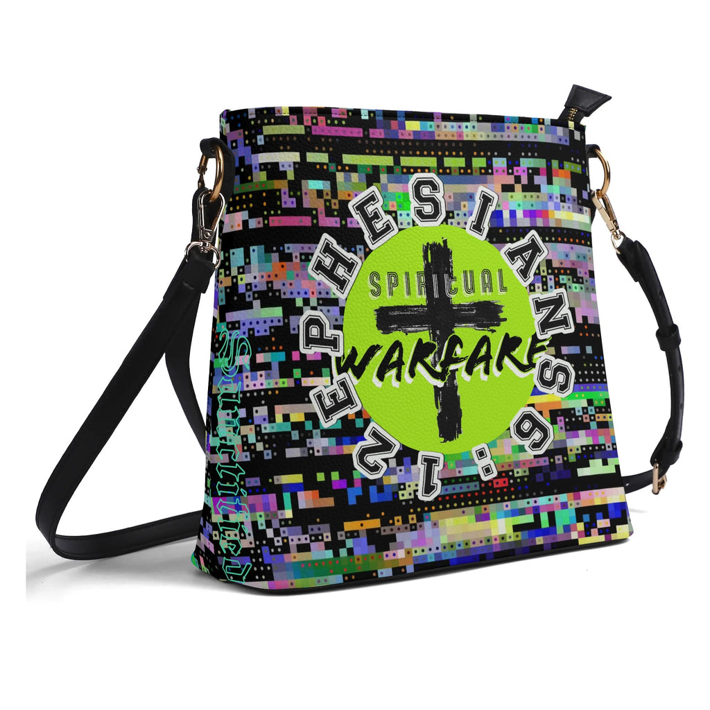 SPIRITUAL WARFARE- Womens PU Bucket Bag Shoulder Bag, FREE SHIPPING
