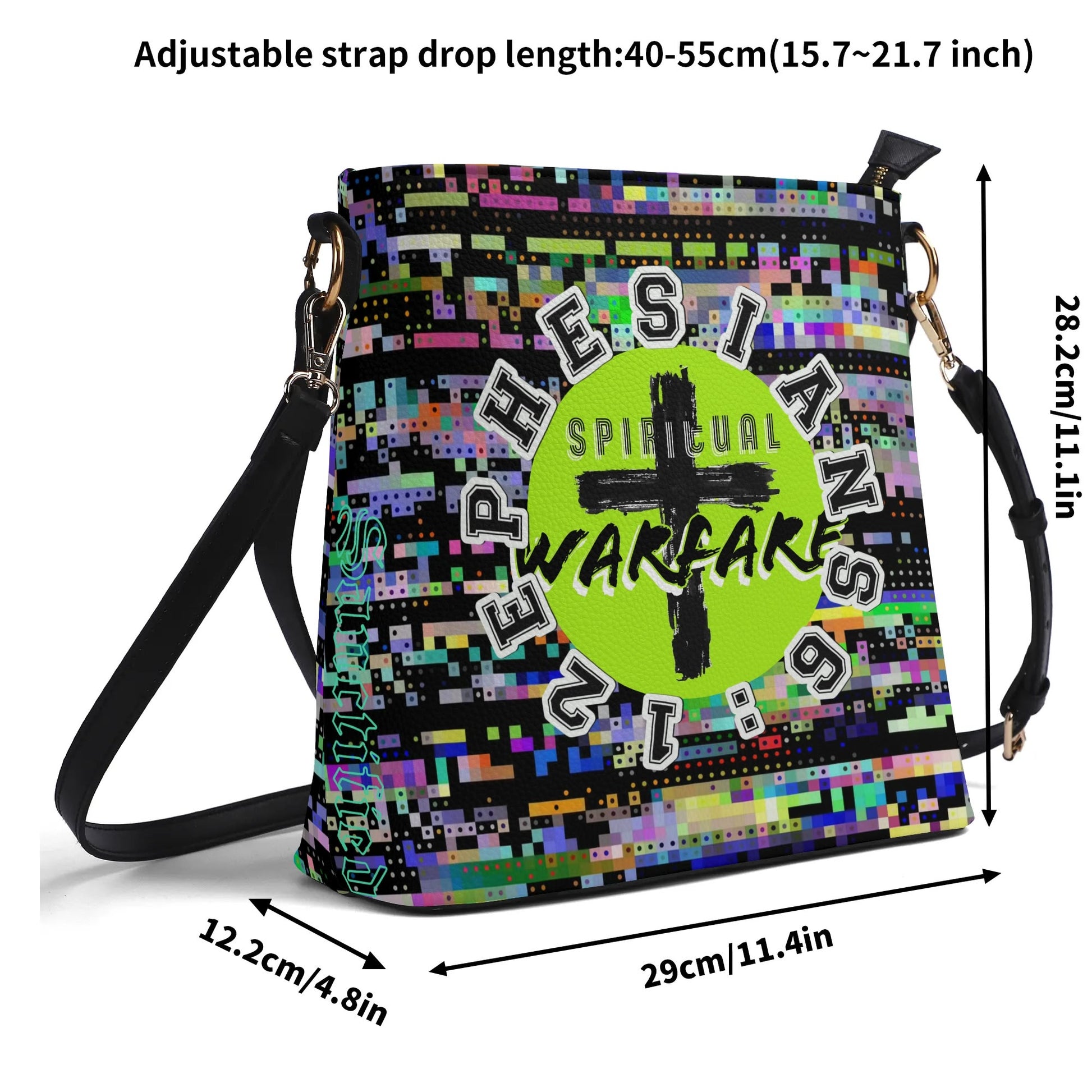 SPIRITUAL WARFARE- Womens PU Bucket Bag Shoulder Bag, FREE SHIPPING