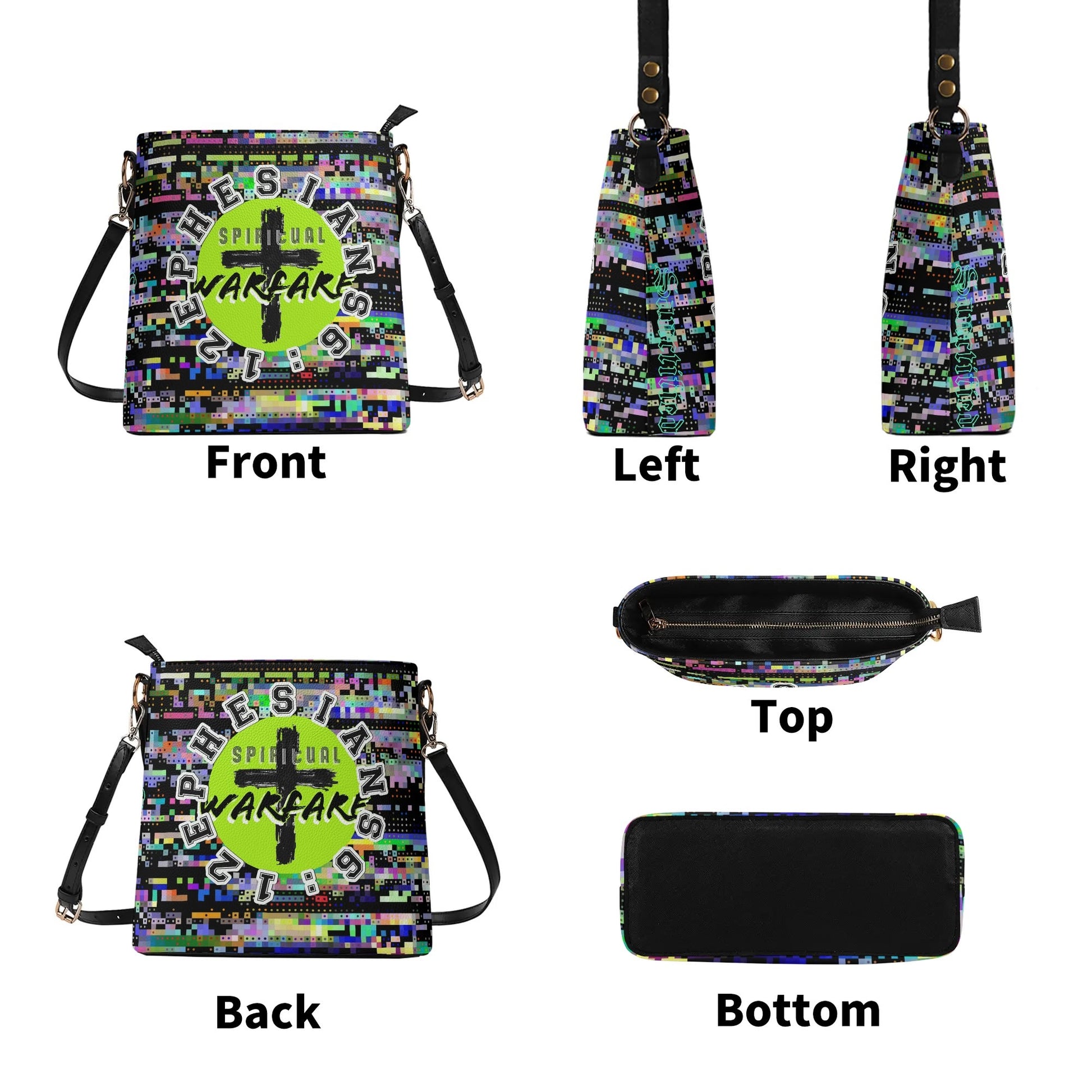 SPIRITUAL WARFARE- Womens PU Bucket Bag Shoulder Bag, FREE SHIPPING