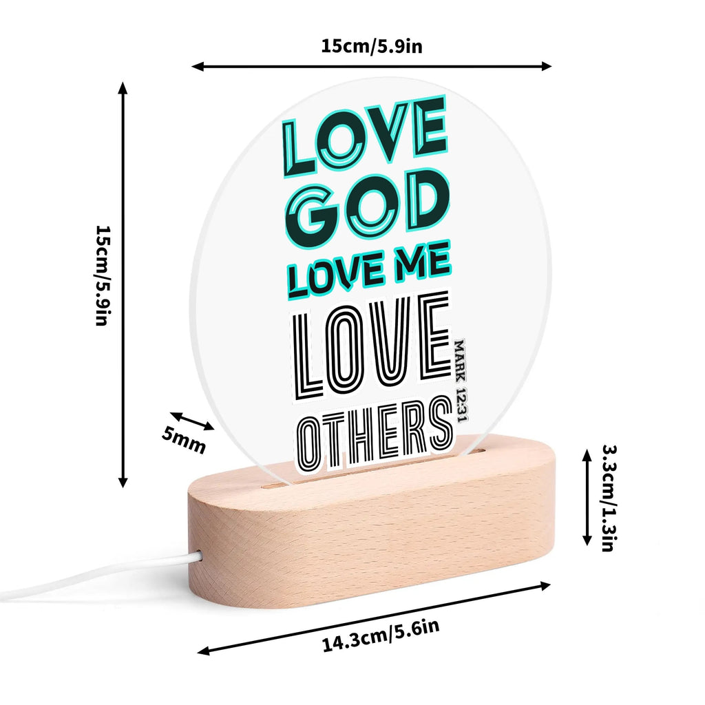 LOVE GOD, LOVE ME, LOVE OTHERS-  Acrylic Round Lamp Night Light Home Decor, FREE SHIPPING