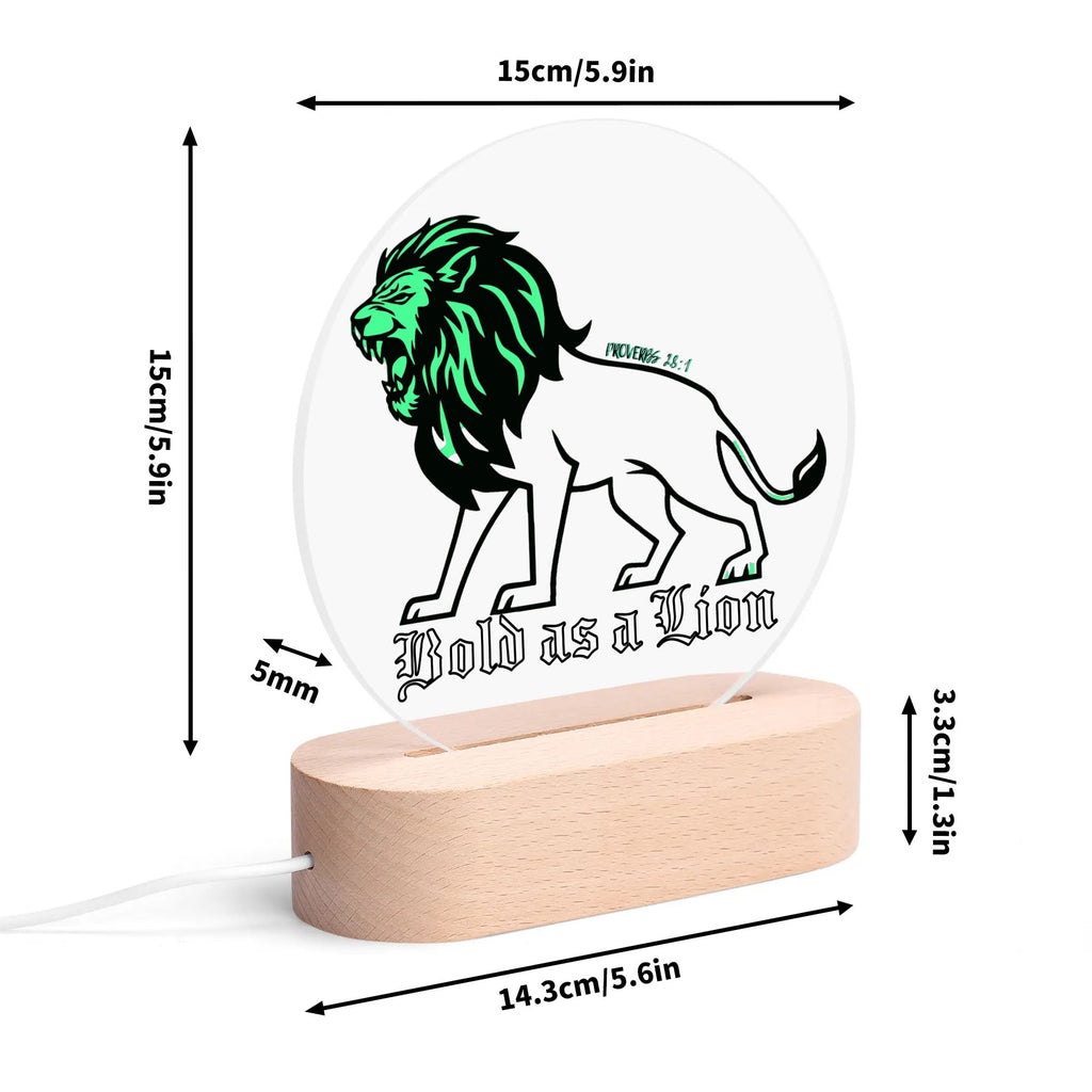 BOLD AS A LION-  Acrylic Round Lamp Night Light Home Decor, FREE SHIPPING