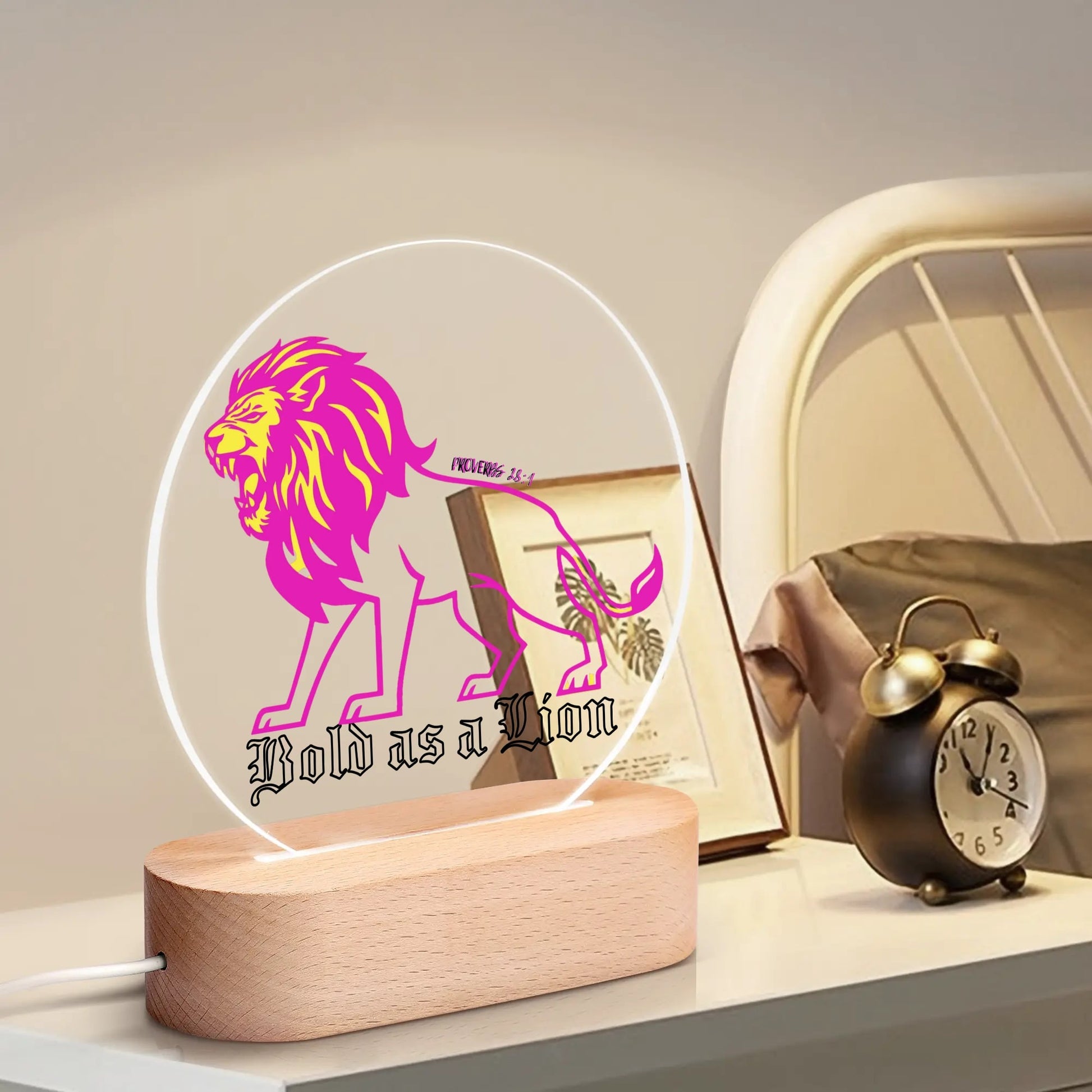 BOLD AS A LION-  Acrylic Round Lamp Night Light Home Decor, FREE SHIPPING