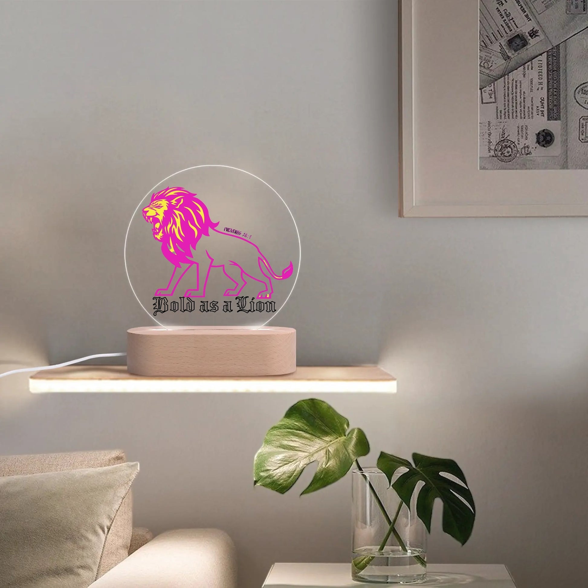 BOLD AS A LION-  Acrylic Round Lamp Night Light Home Decor, FREE SHIPPING