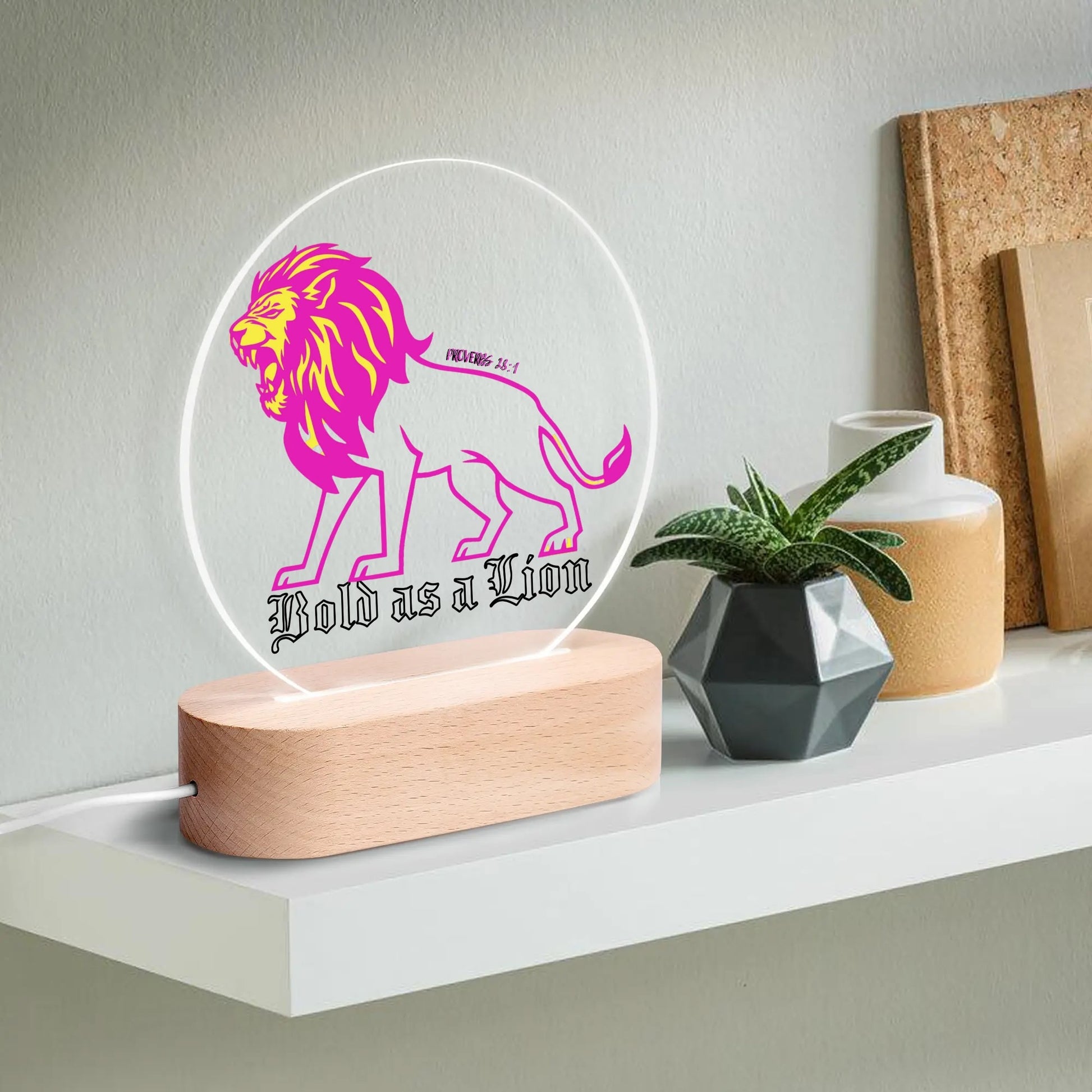 BOLD AS A LION-  Acrylic Round Lamp Night Light Home Decor, FREE SHIPPING