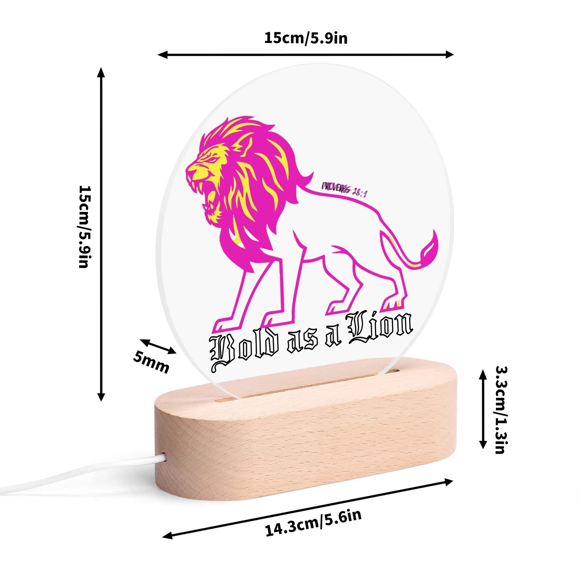 BOLD AS A LION-  Acrylic Round Lamp Night Light Home Decor, FREE SHIPPING