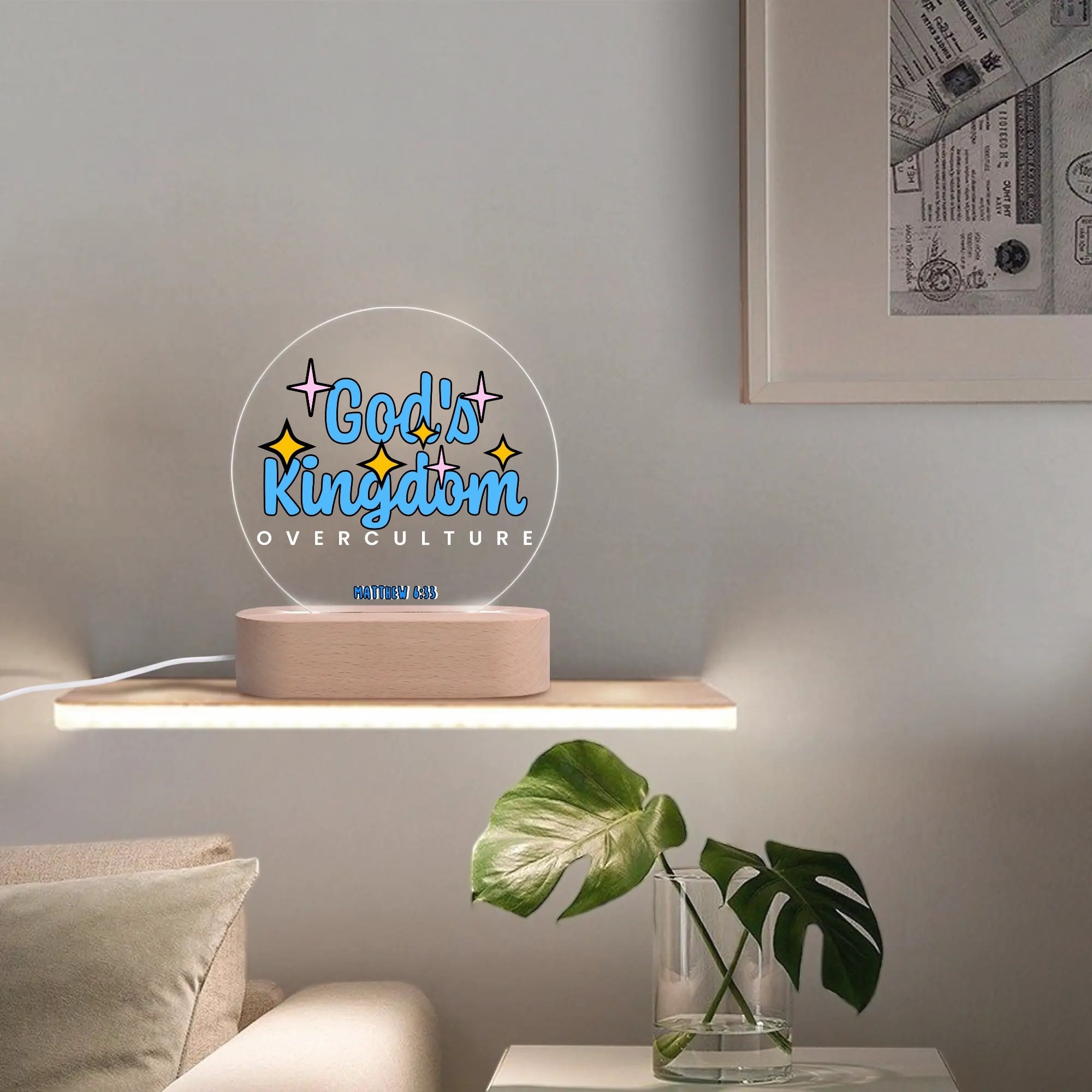 GODS KINGDOM-  Acrylic Round Lamp Night Light Home Decor, FREE SHIPPING