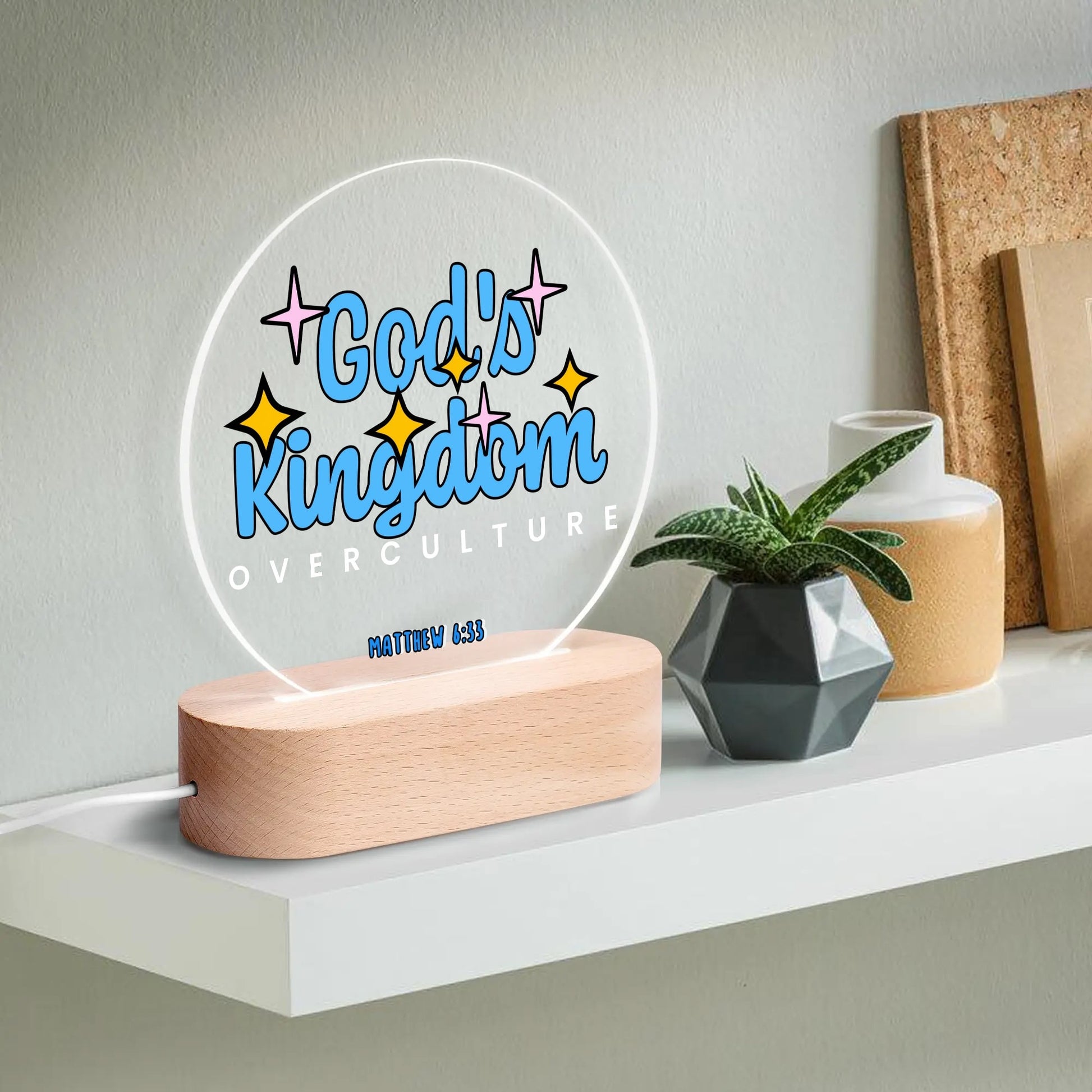 GODS KINGDOM-  Acrylic Round Lamp Night Light Home Decor, FREE SHIPPING