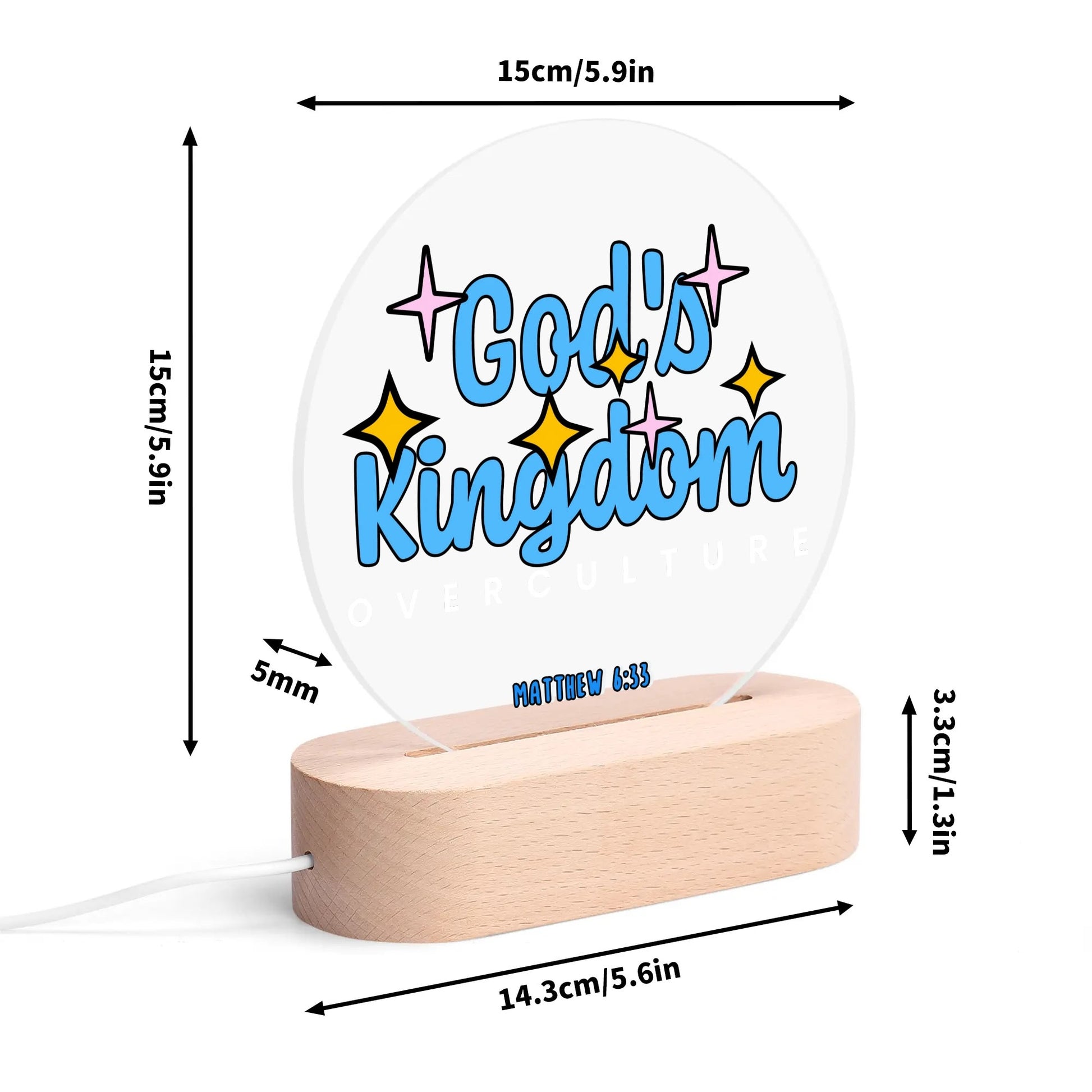 GODS KINGDOM-  Acrylic Round Lamp Night Light Home Decor, FREE SHIPPING