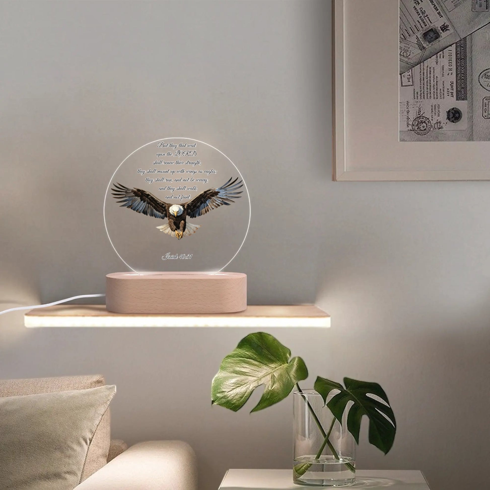 EAGLES WINGS-  Acrylic Round Lamp Night Light Home Decor, FREE SHIPPING