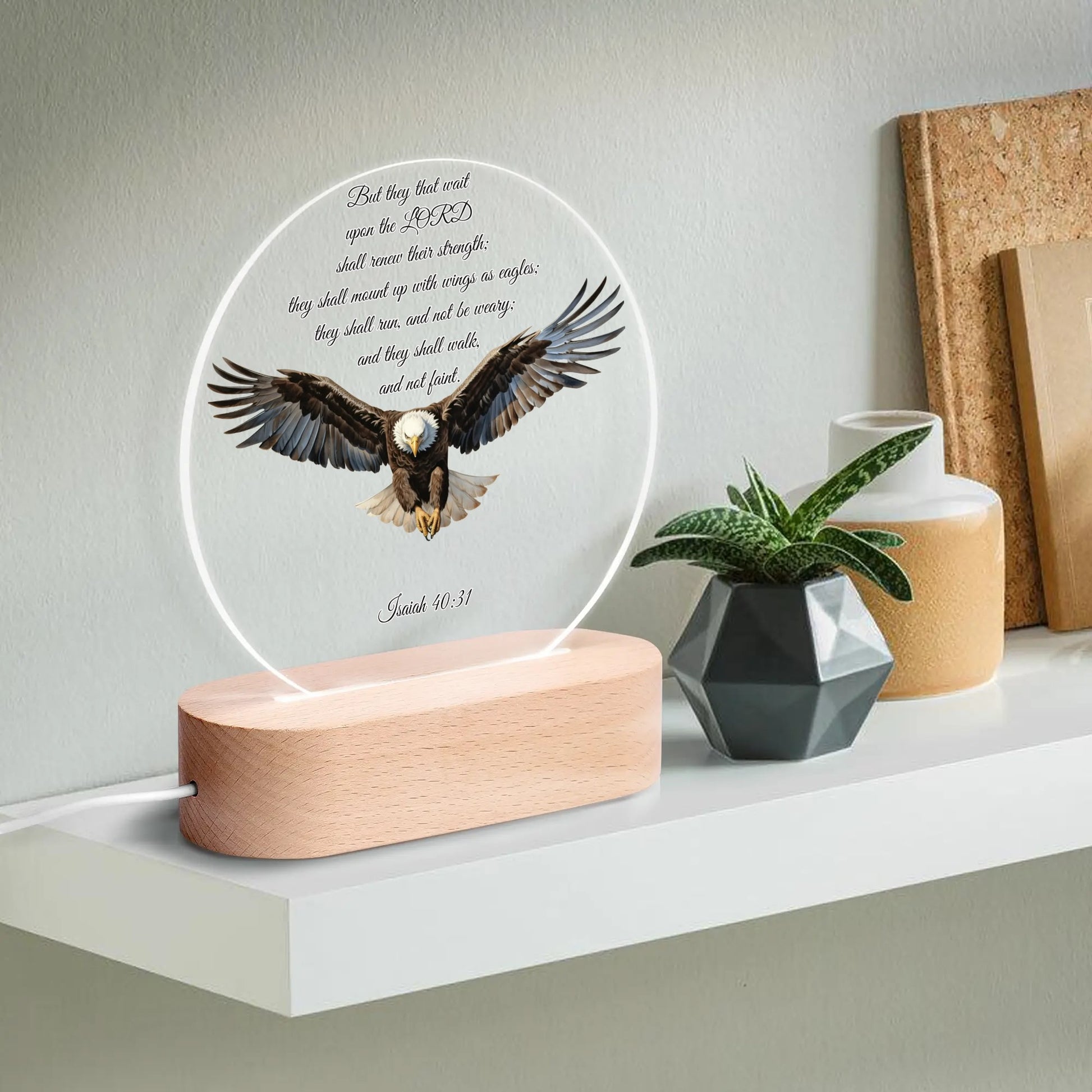 EAGLES WINGS-  Acrylic Round Lamp Night Light Home Decor, FREE SHIPPING