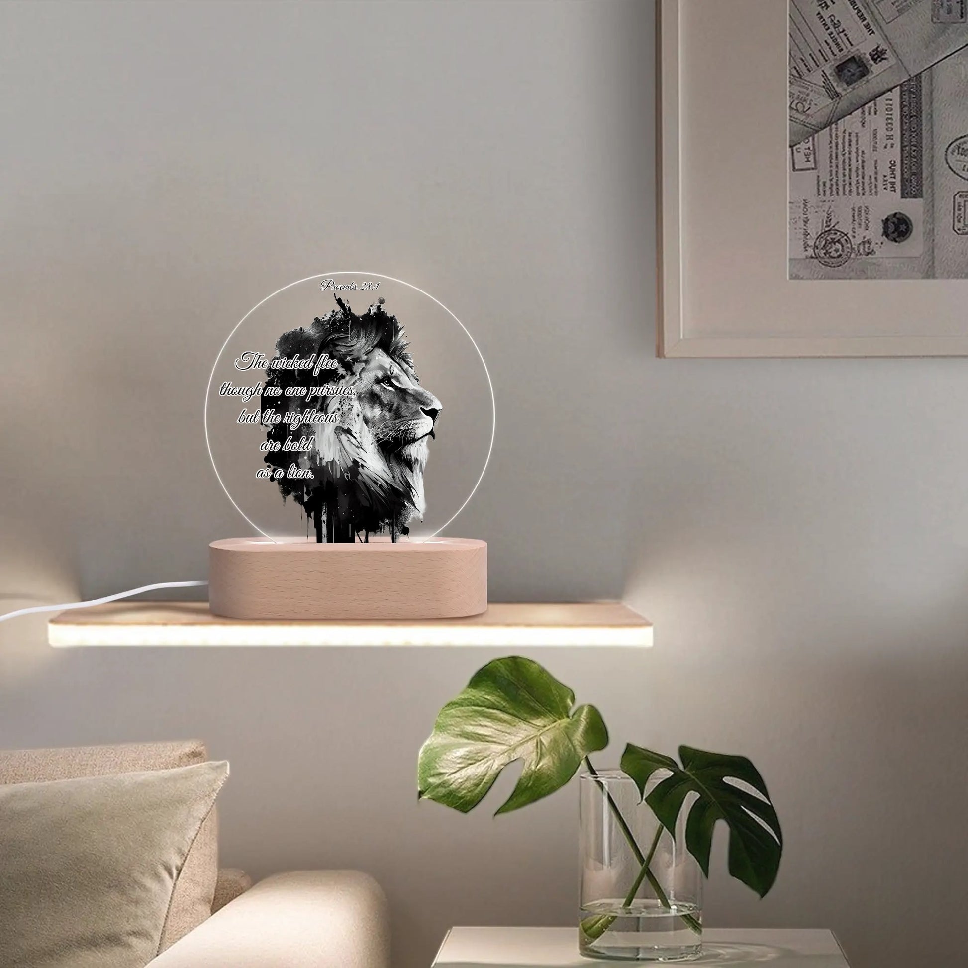 BOLD AS A LION-  Acrylic Round Lamp Night Light Home Decor, FREE SHIPPING