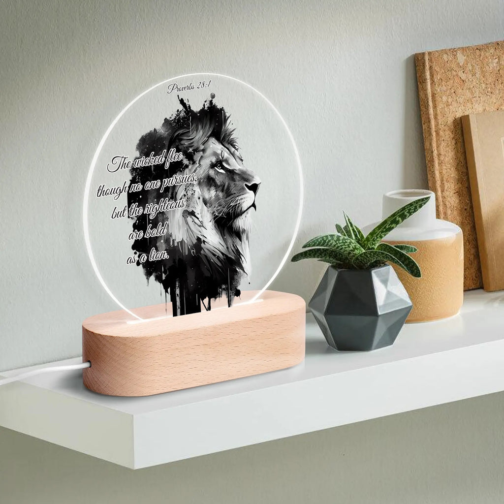 BOLD AS A LION-  Acrylic Round Lamp Night Light Home Decor, FREE SHIPPING