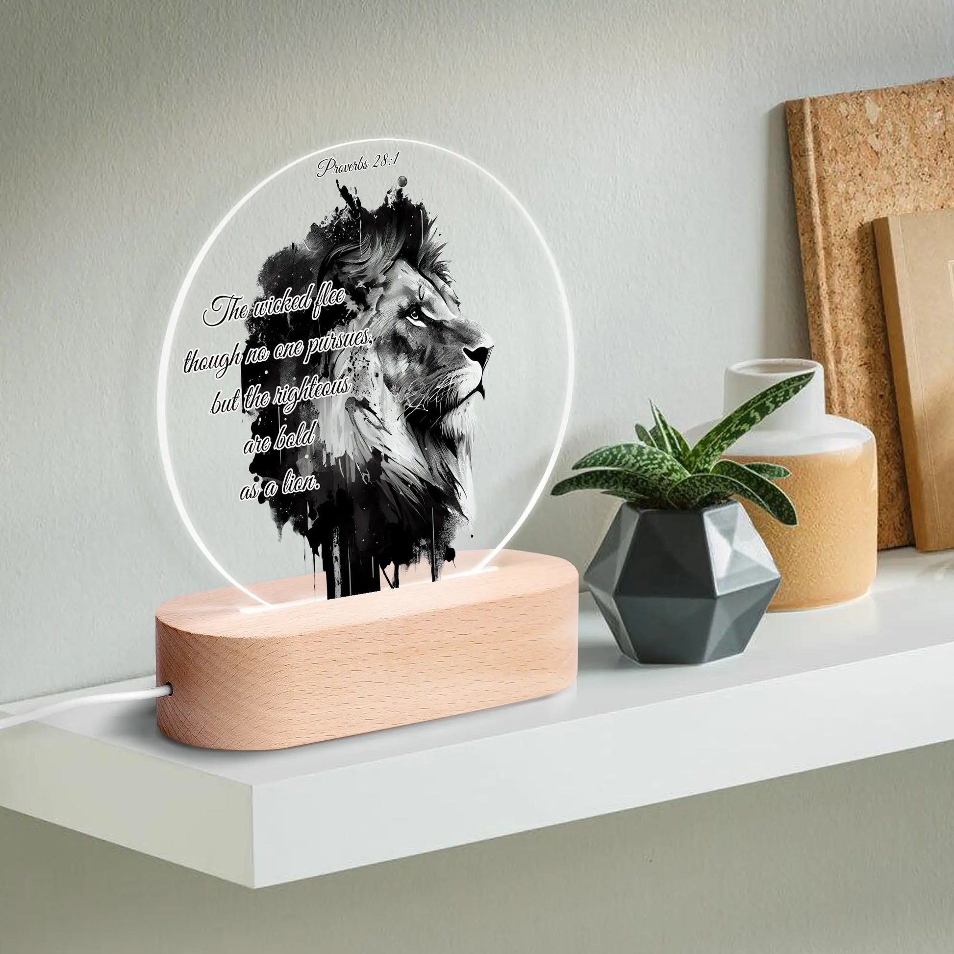 BOLD AS A LION-  Acrylic Round Lamp Night Light Home Decor, FREE SHIPPING