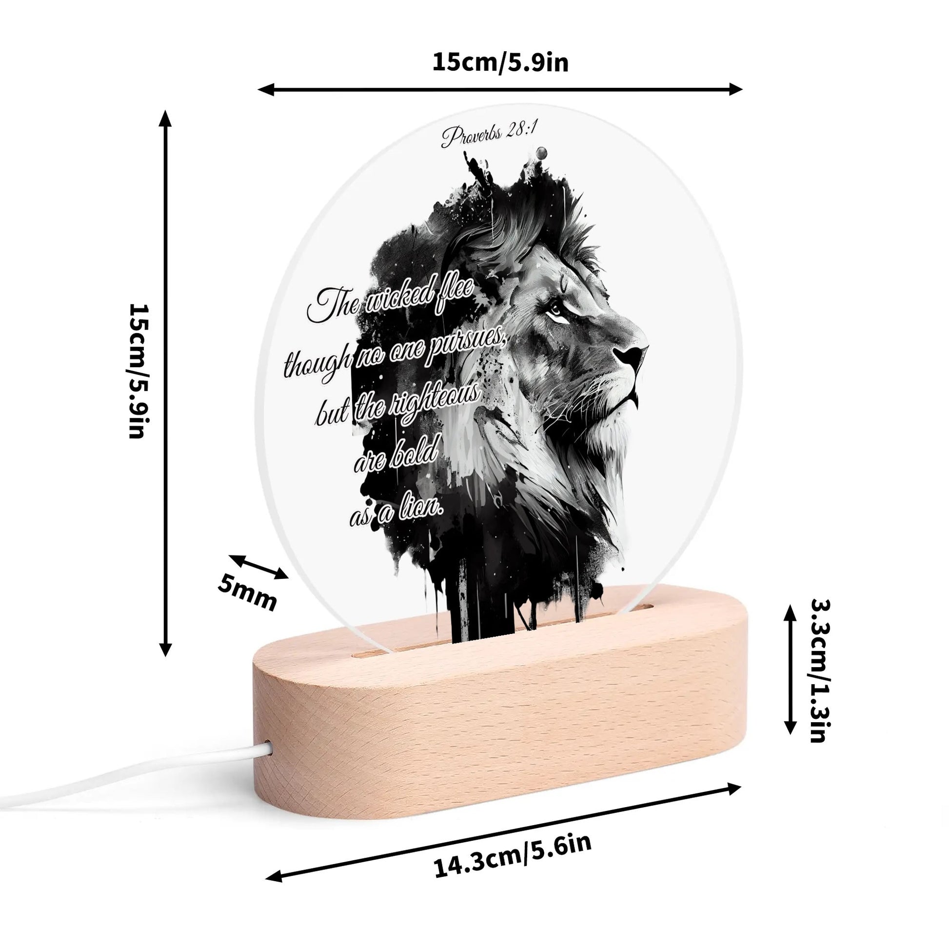 BOLD AS A LION-  Acrylic Round Lamp Night Light Home Decor, FREE SHIPPING